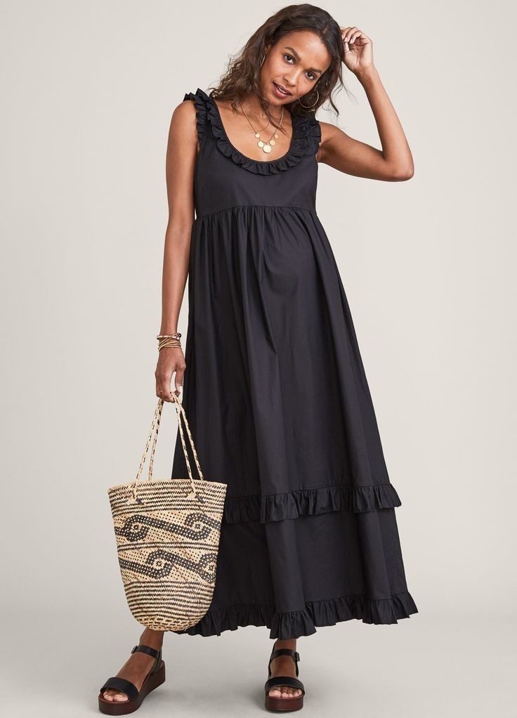 Hatch Maternity Women’s THE RAFAELA DRESS Black Cotton Size 1 (S/4-6) $298 NEW
