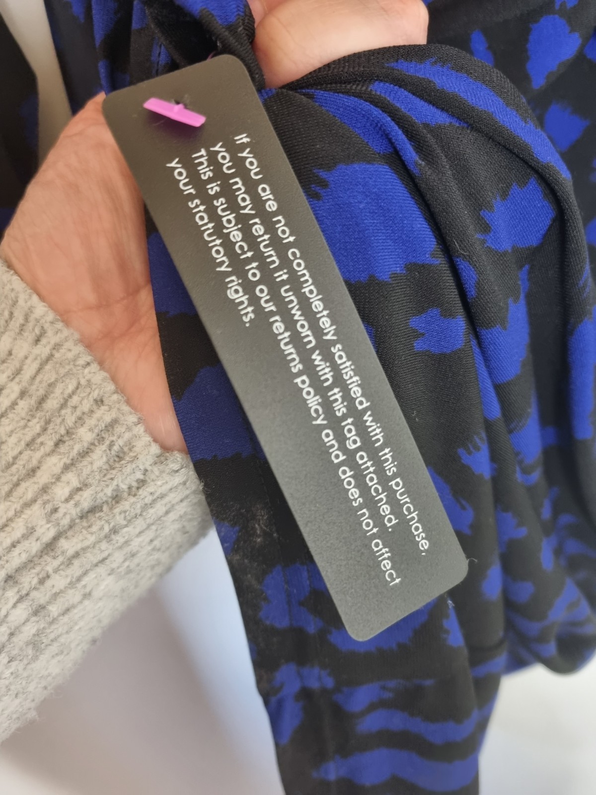 ROMAN Size 16 Blue Black Leopard Print Dress BNWT NEW Below Knee Length Sleeved