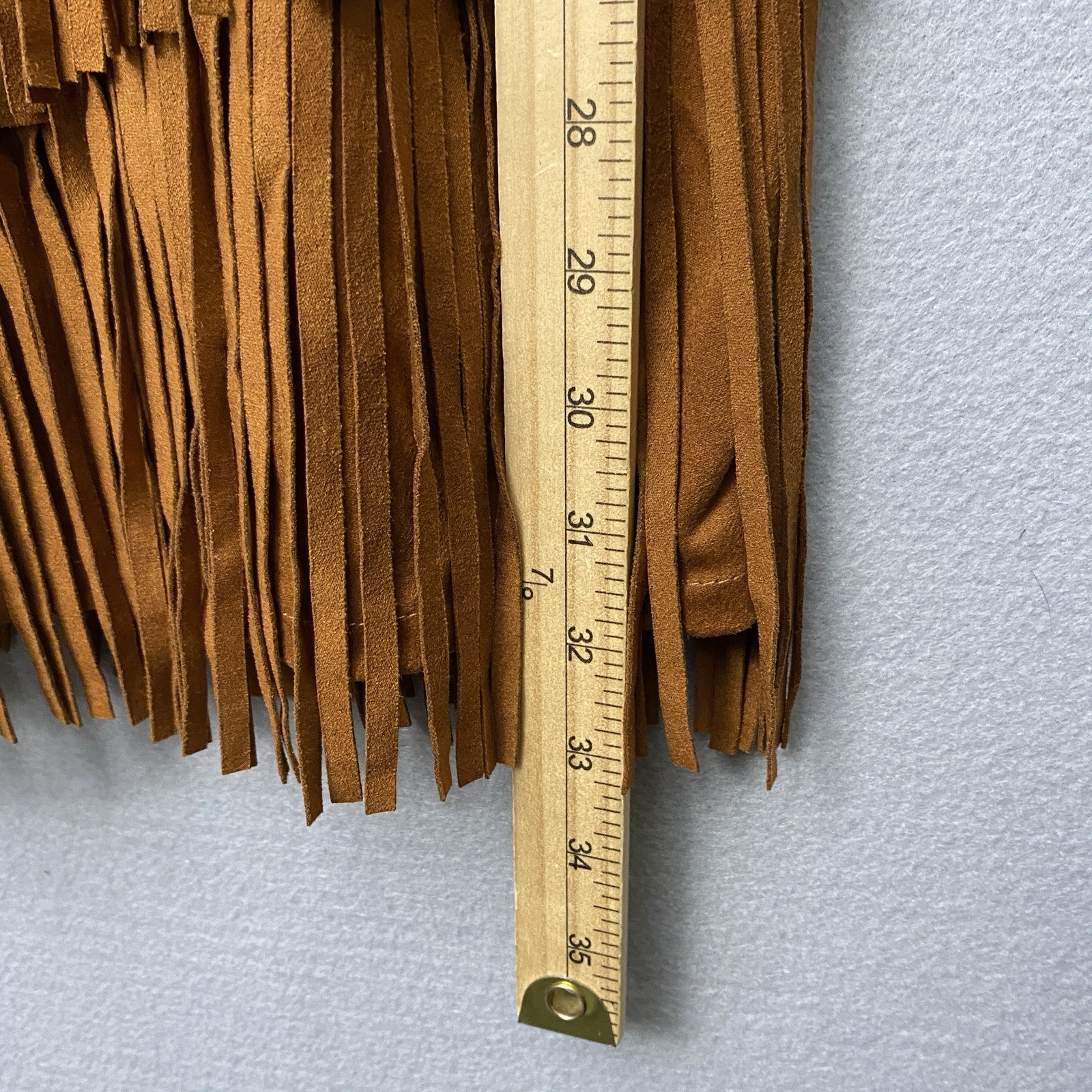 Trixxi brown L squareneck fringe tassel hem western-style faux suede dress