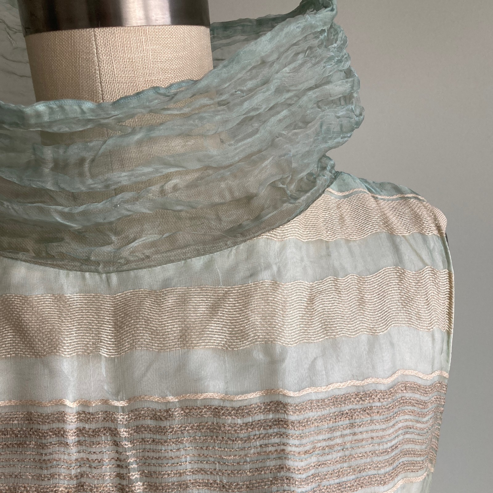 gianfranco ferré studio y2k mint green & silver turtleneck shift dress