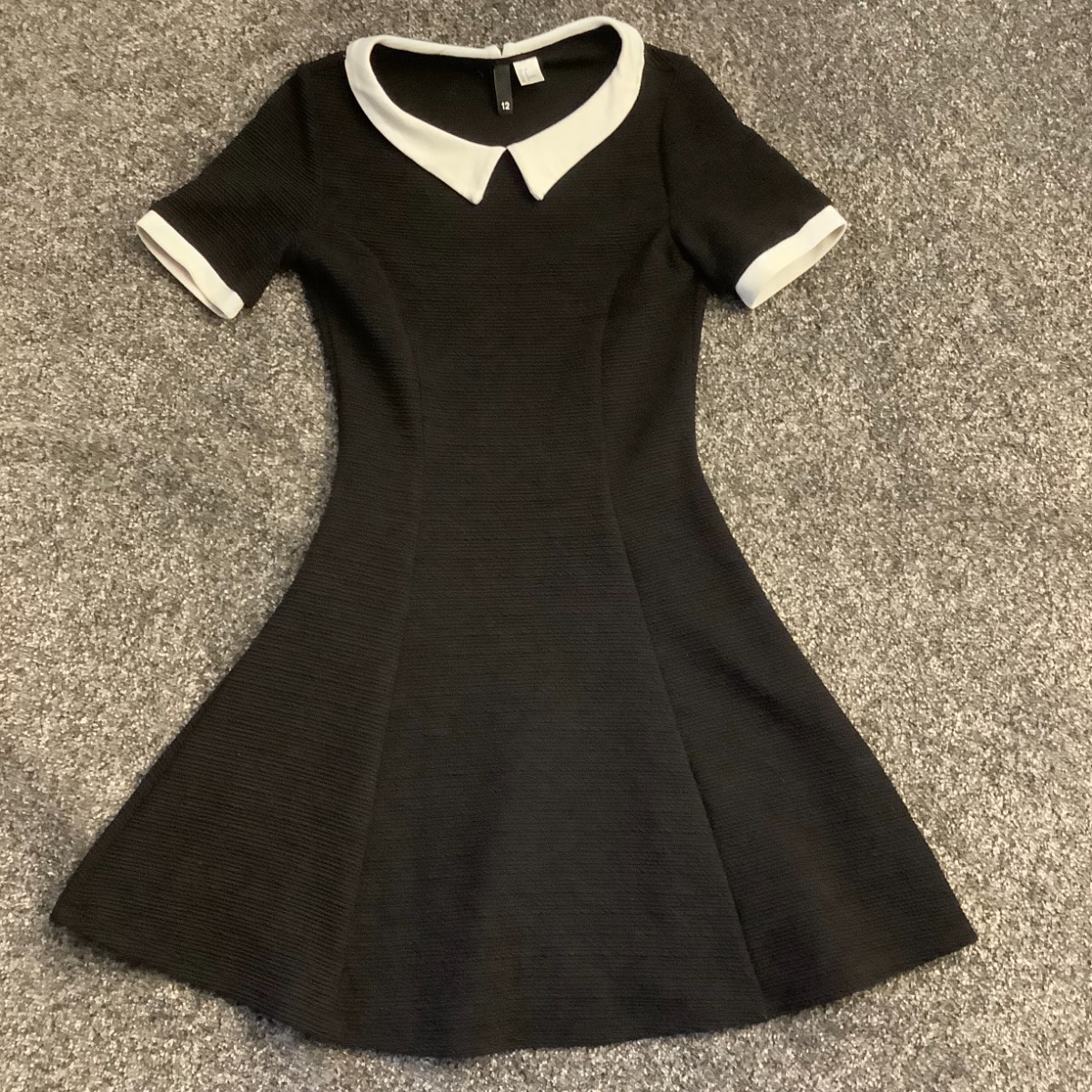 Divided Women’s Black Collar Dress Size UK 12 Short Sleeve 34in Length Regular