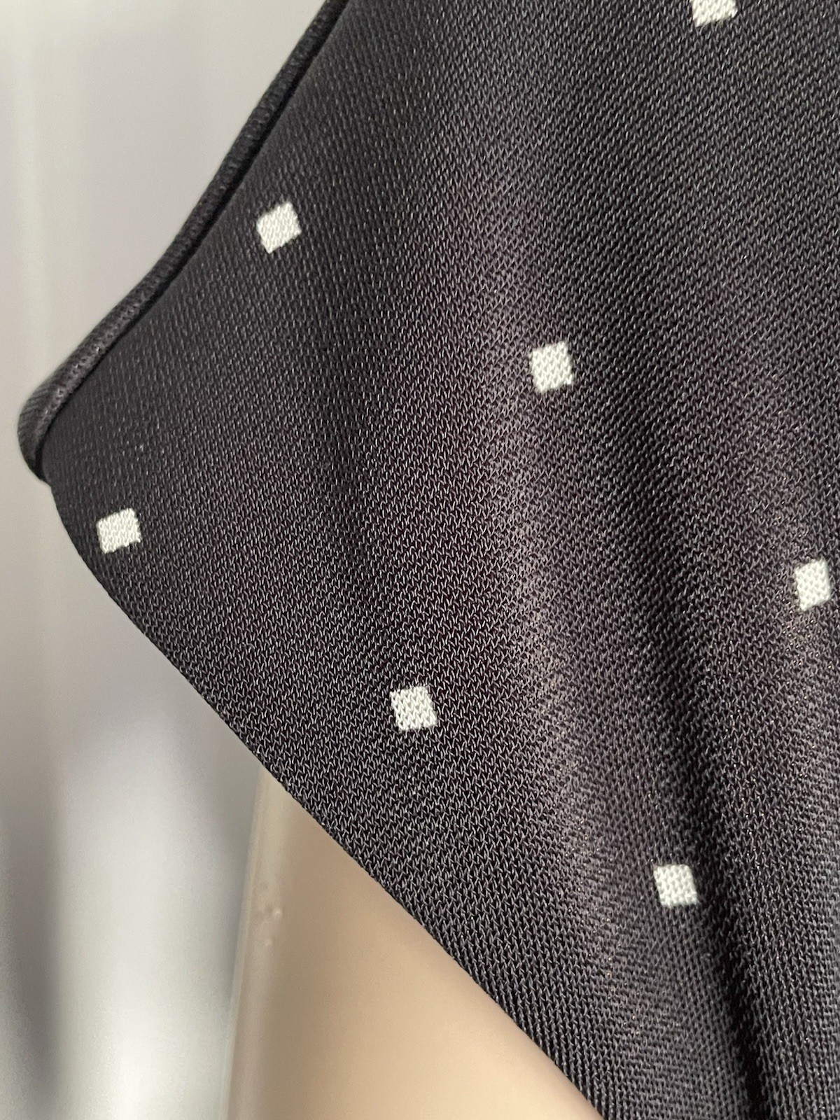 Talbots XLP Black Square Diamond Dotted Stretch Crossover V Neck Faux Wrap Dress