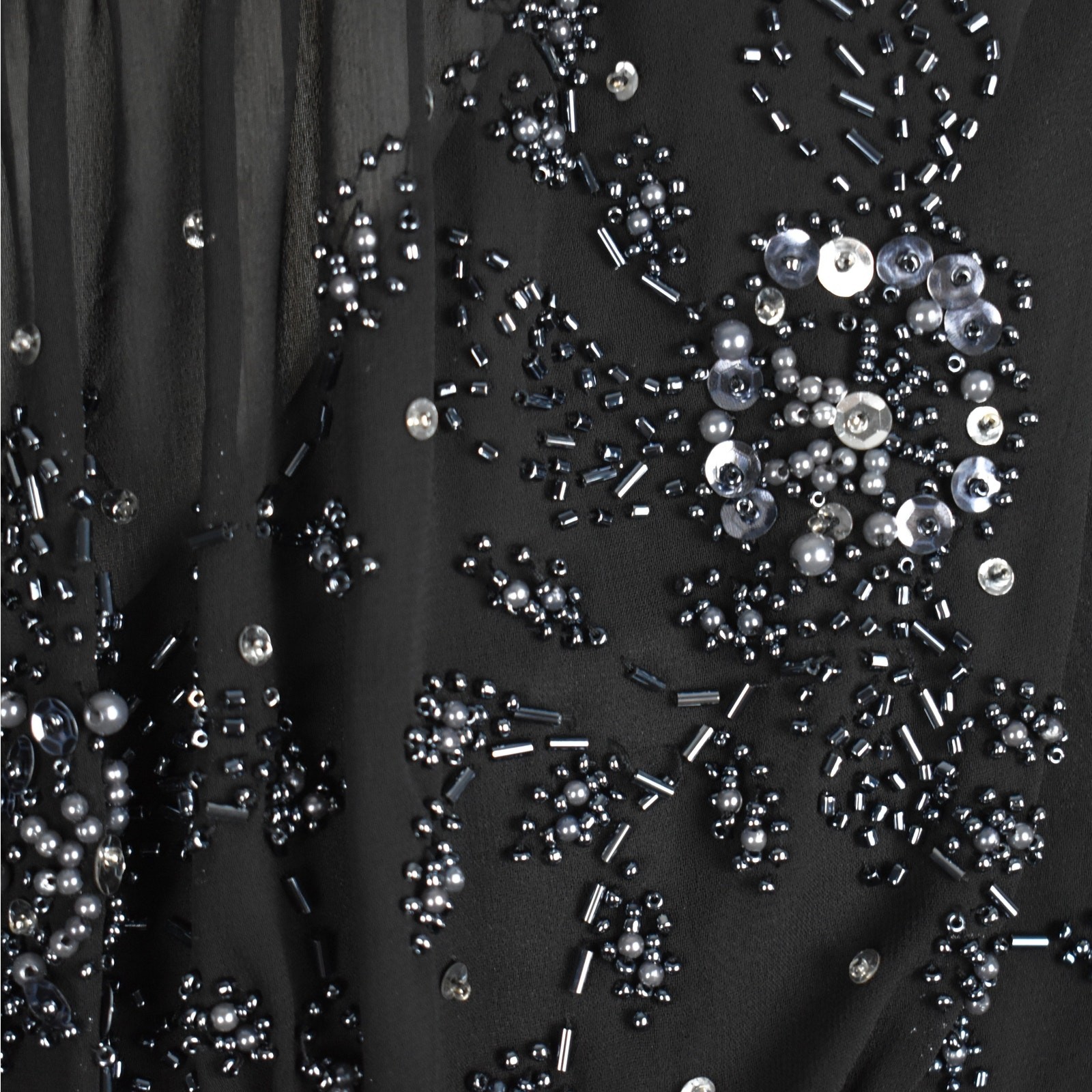 Vintage Black Beaded Sleeveless Formal Dress Women’s 6 Petite Whimsigoth Prom