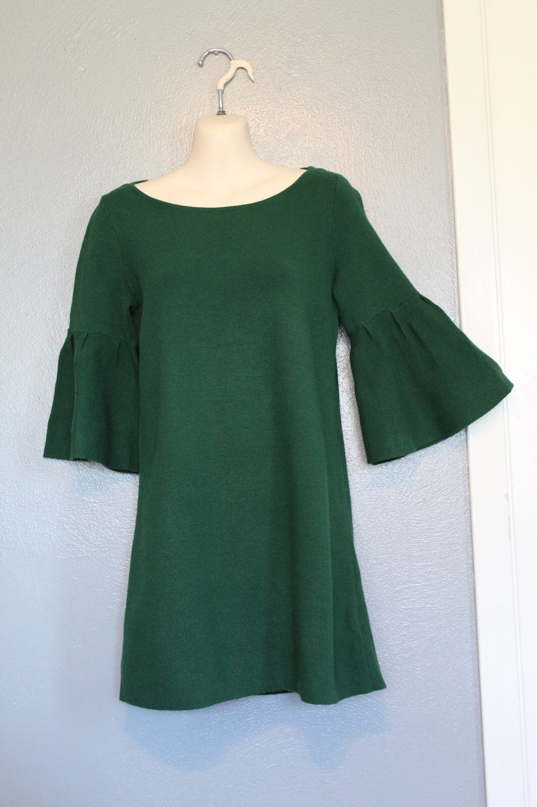 Moth Anthropologie Green Chester Bell Sleeve Tunic Sweater Dress XS