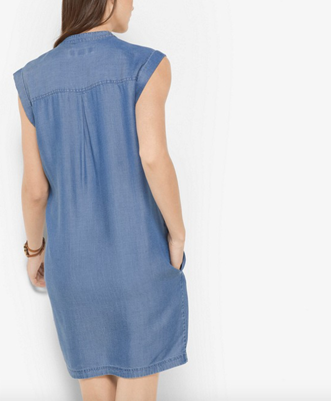 MICHAEL KORS BLUE CHAMBRAY DENIM LACE-UP SHIFT DRESS SIZE LARGE RRP £175.00 VGC