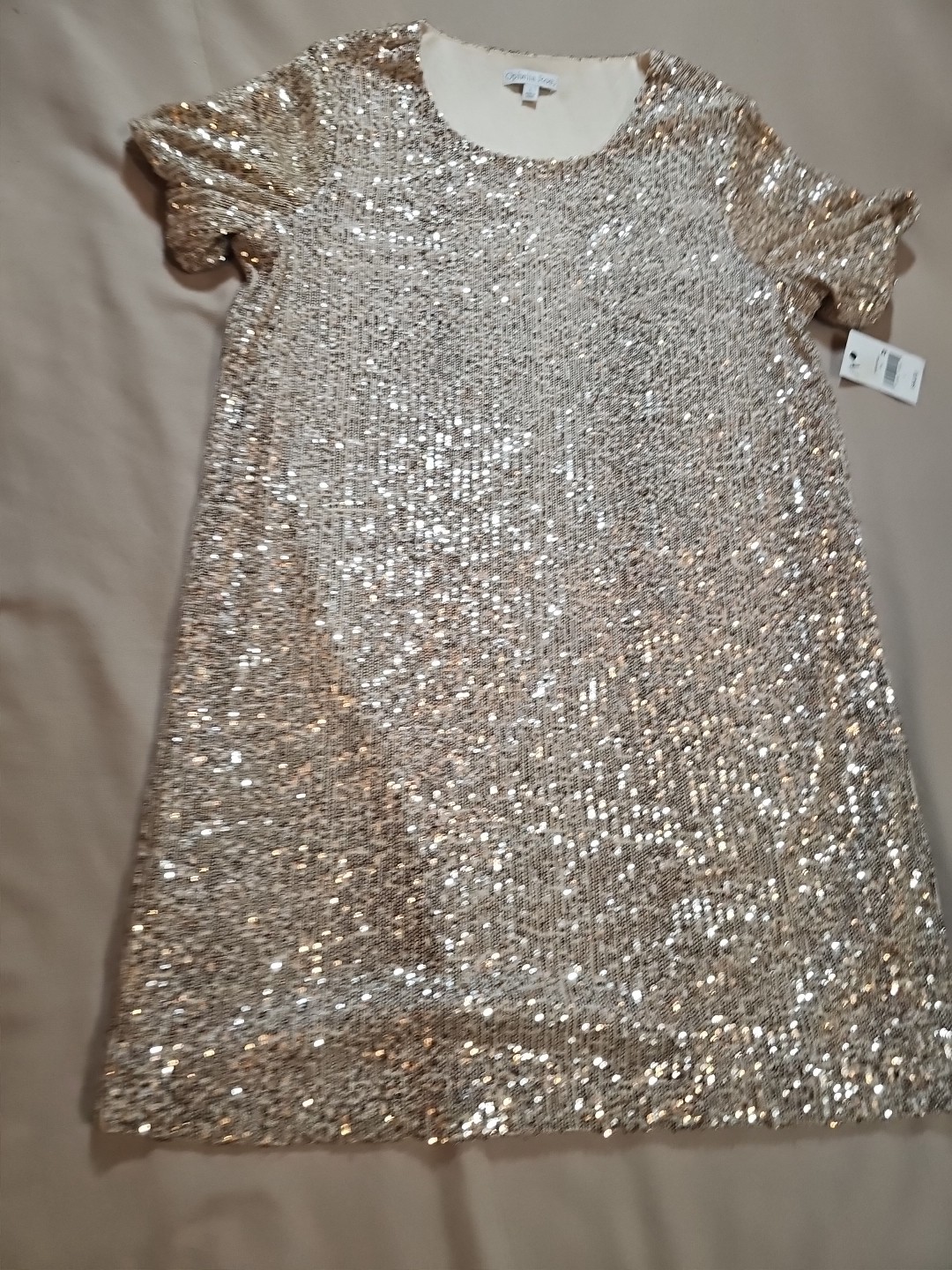 Ophelia Roe Womens Sequin Evening HolidayParty Dress Gold Pullover Stretch Large