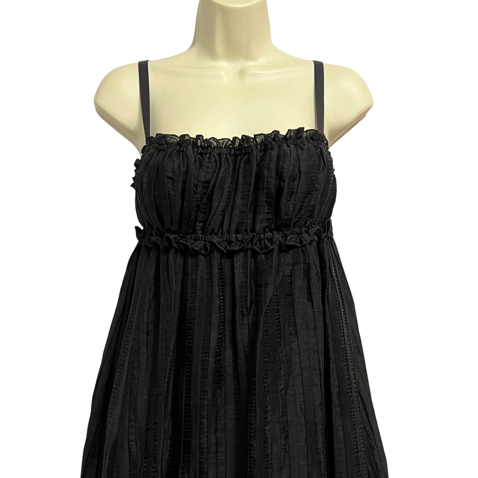 J.Crew Collection Maxi Dress Womens 6 Black Linen Blend Ruffle Empire Waist NWT