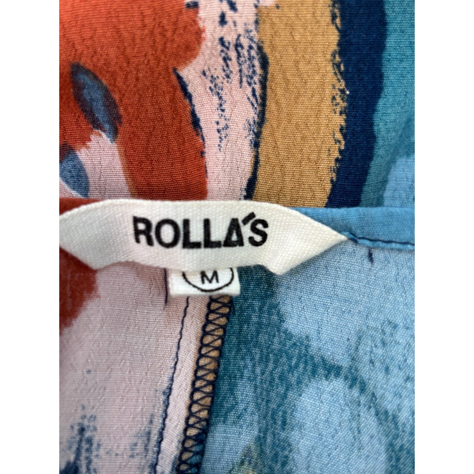 Rolla’s Midi Dress Medium Multicolor Abstract Watercolor Button Front Women