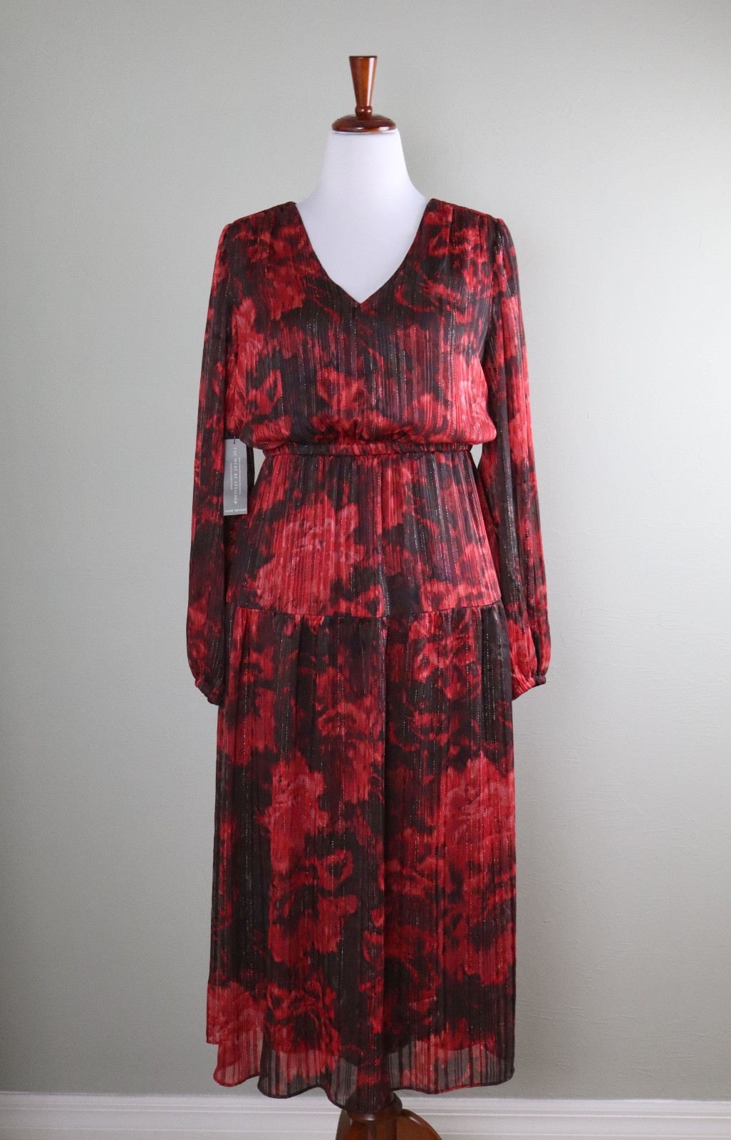 LANE BRYANT NWT $119 Sparkle Tiered V-Neck Lined Blouson Midi Dress Size 16