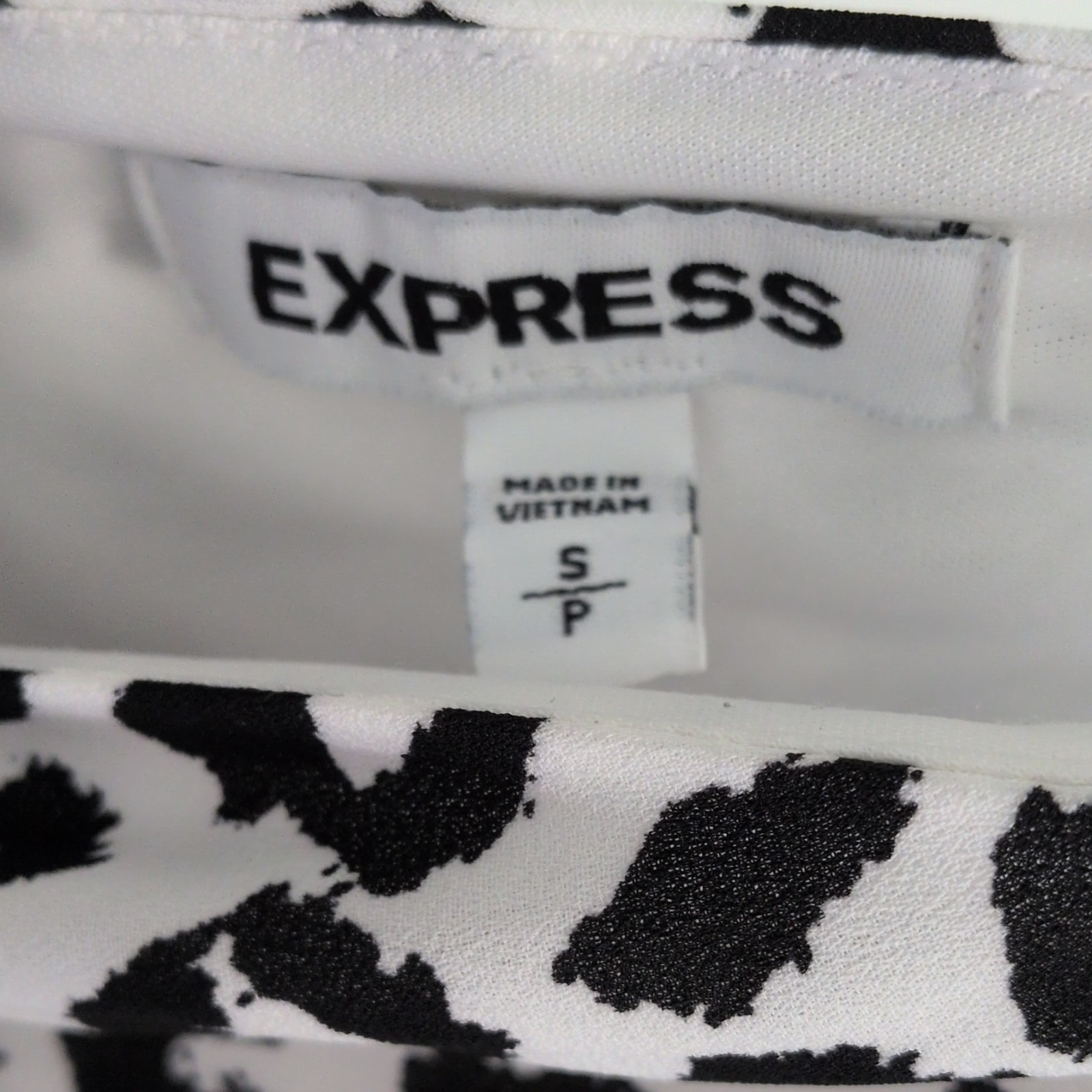 Express White/Black Leopard Animal Print Slip Dress Lined V-Neck Strappy Midi S