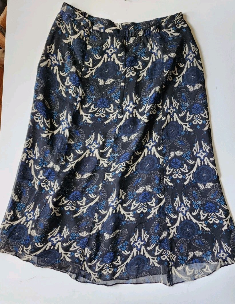 Danny Nicole 2 Pc Dress Set Blue Paisley Sheer Midi Skirt Cottagecore Church