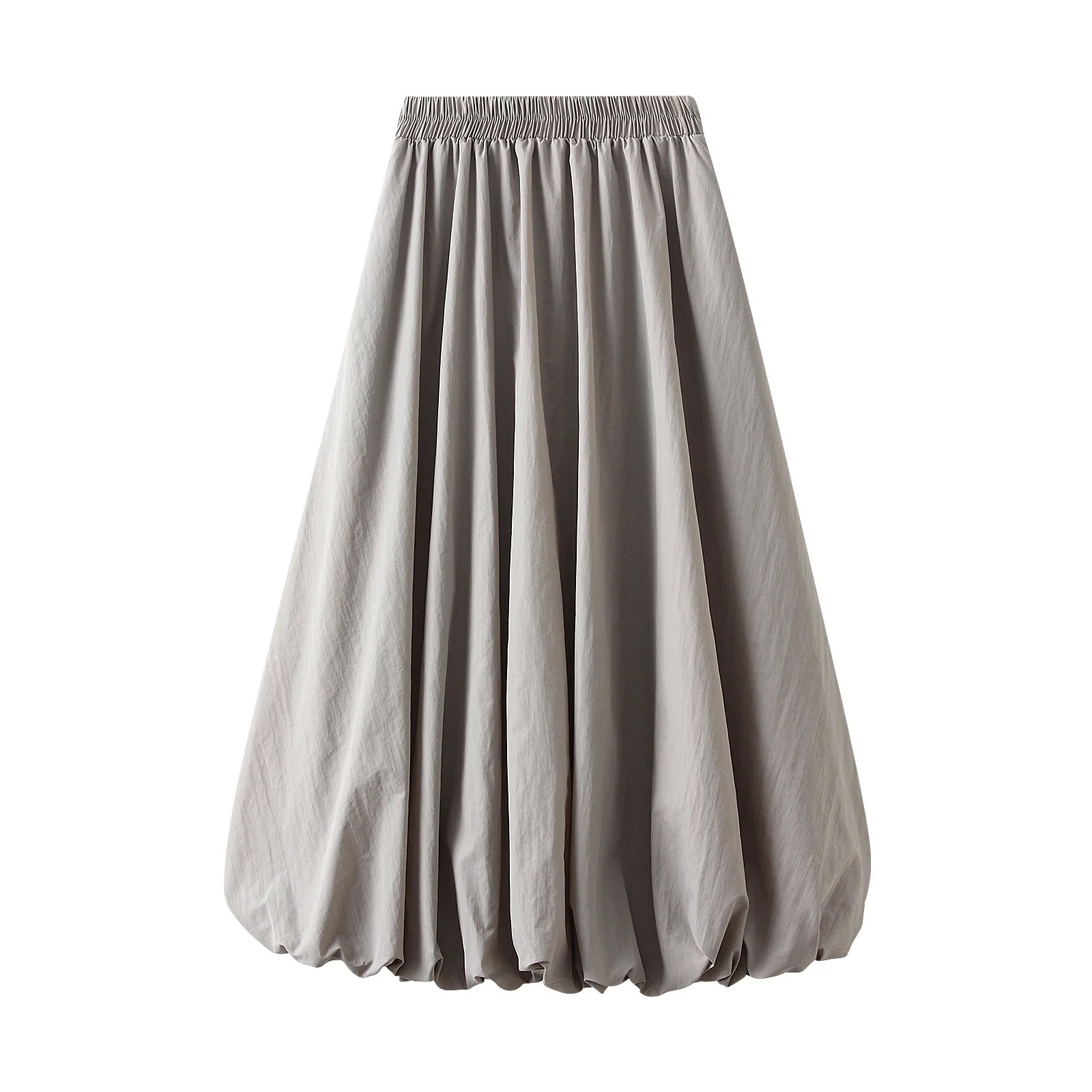 Combhasaki Women’s Elegant Elastic High Waist Solid Color A-Line Pleated Puffbal