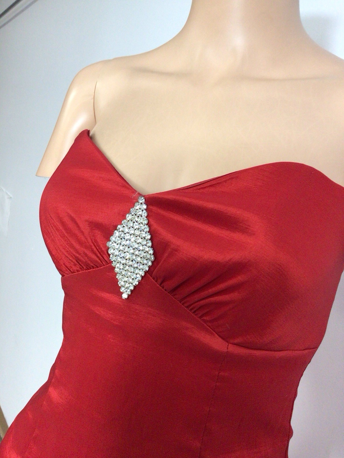 Gunne Sax for Jessica McClintock Red Cocktail Dress Strapless Party Womens 7