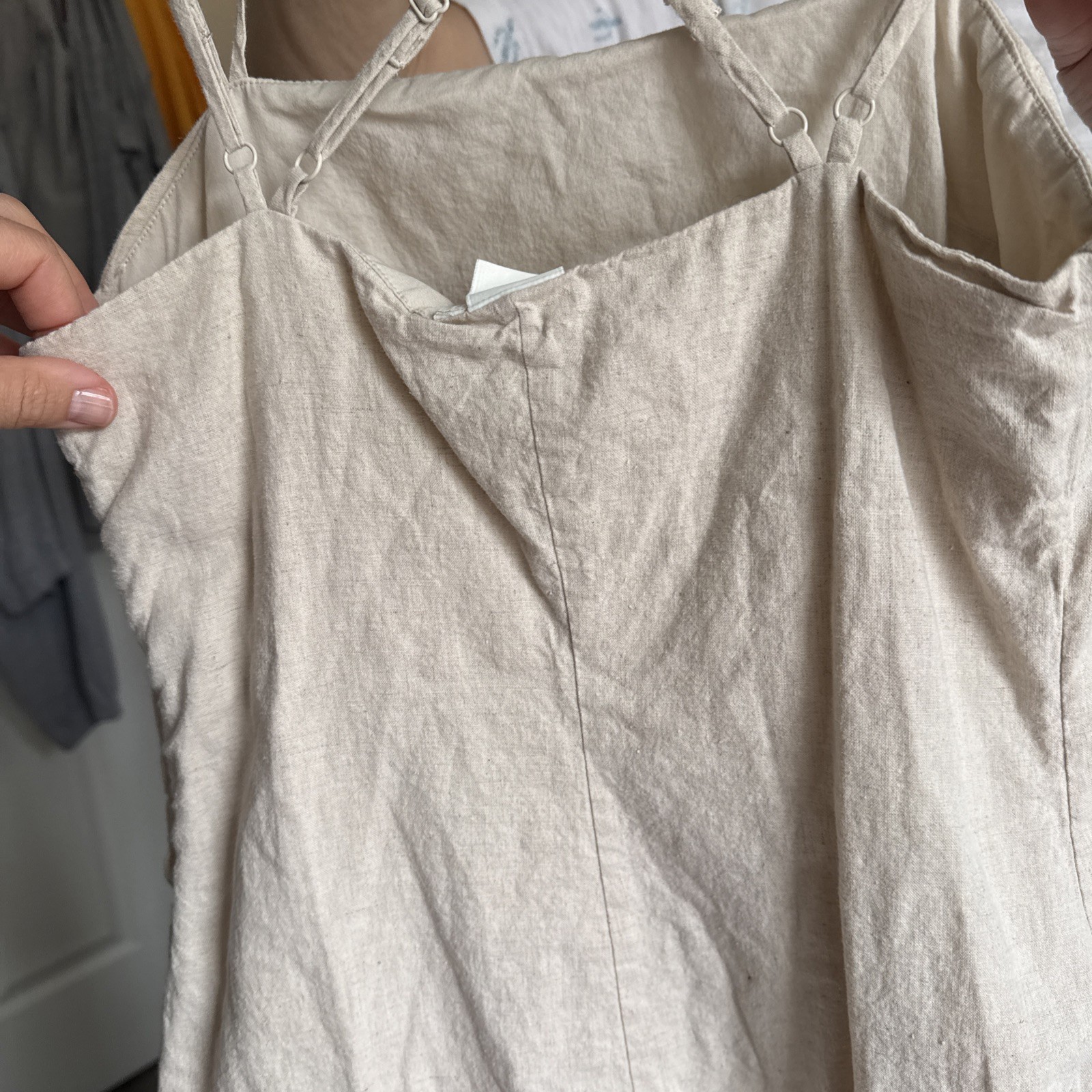 H&M Linen Blend Strappy Mini Dress Cream Beige Women’s Size EUR 34 US XS