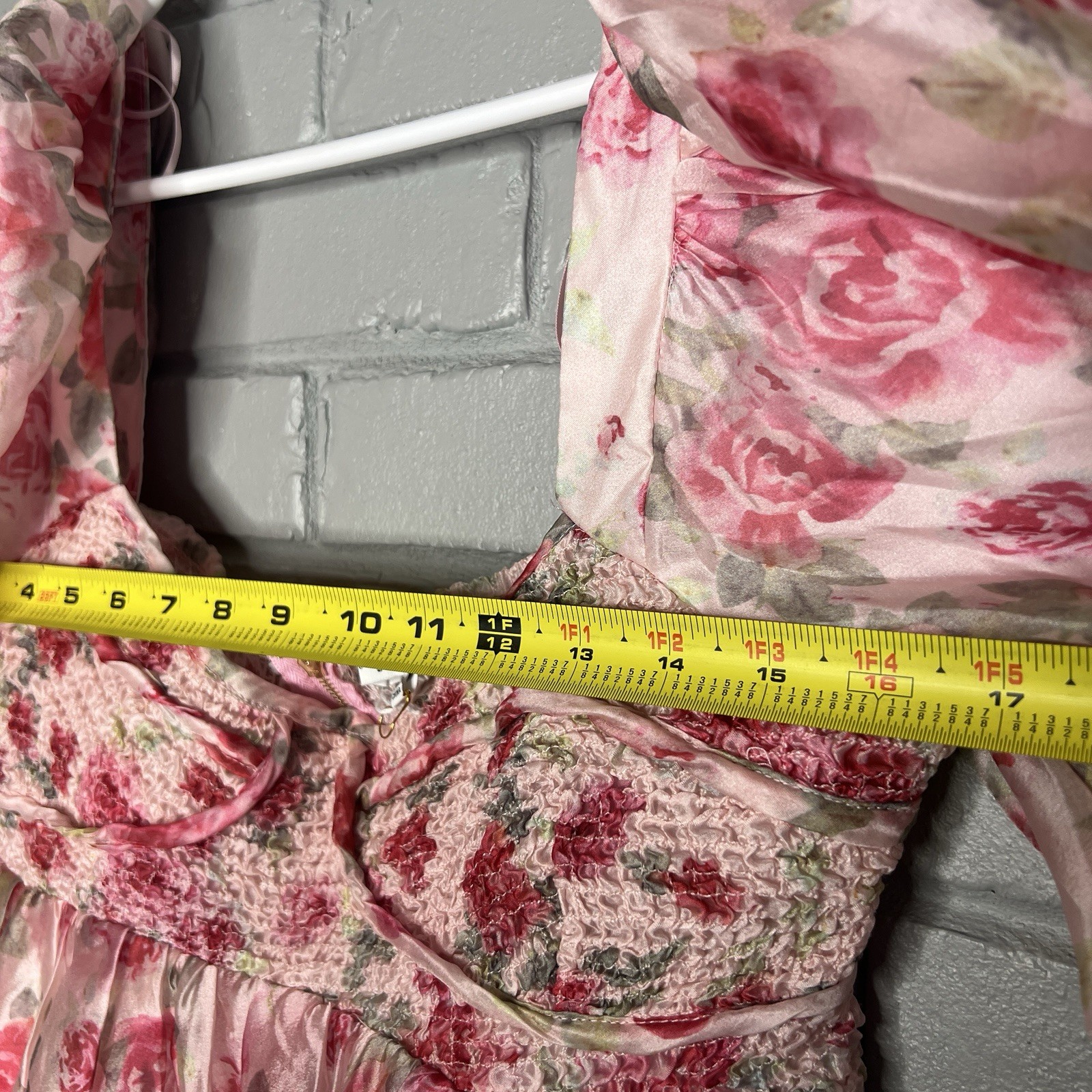 Sofie The Label Sheer Pink Floral Puff Sleeve Mini Dress Size Large