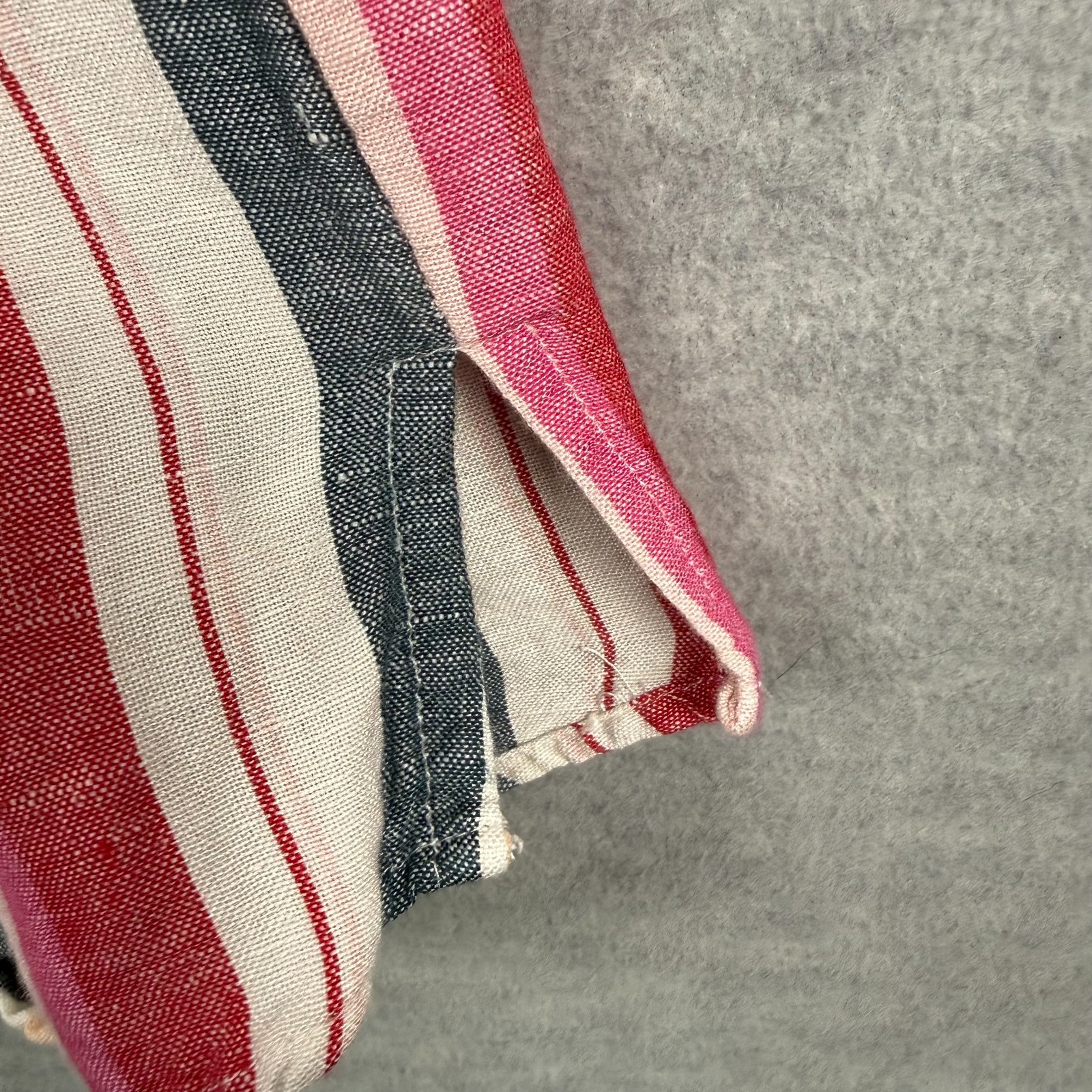 Thread & Supply M Striped Belted Short Shirt Dress Rayon Linen Cap Sleeves Beach