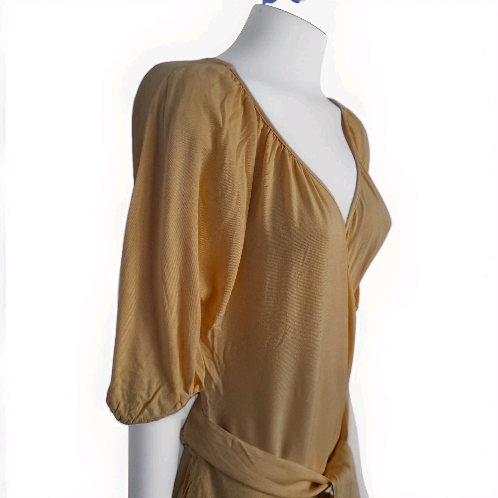 Goodthreads Women’s Mindi Wrap Fluid Twill Dress Light Yellow Size Small