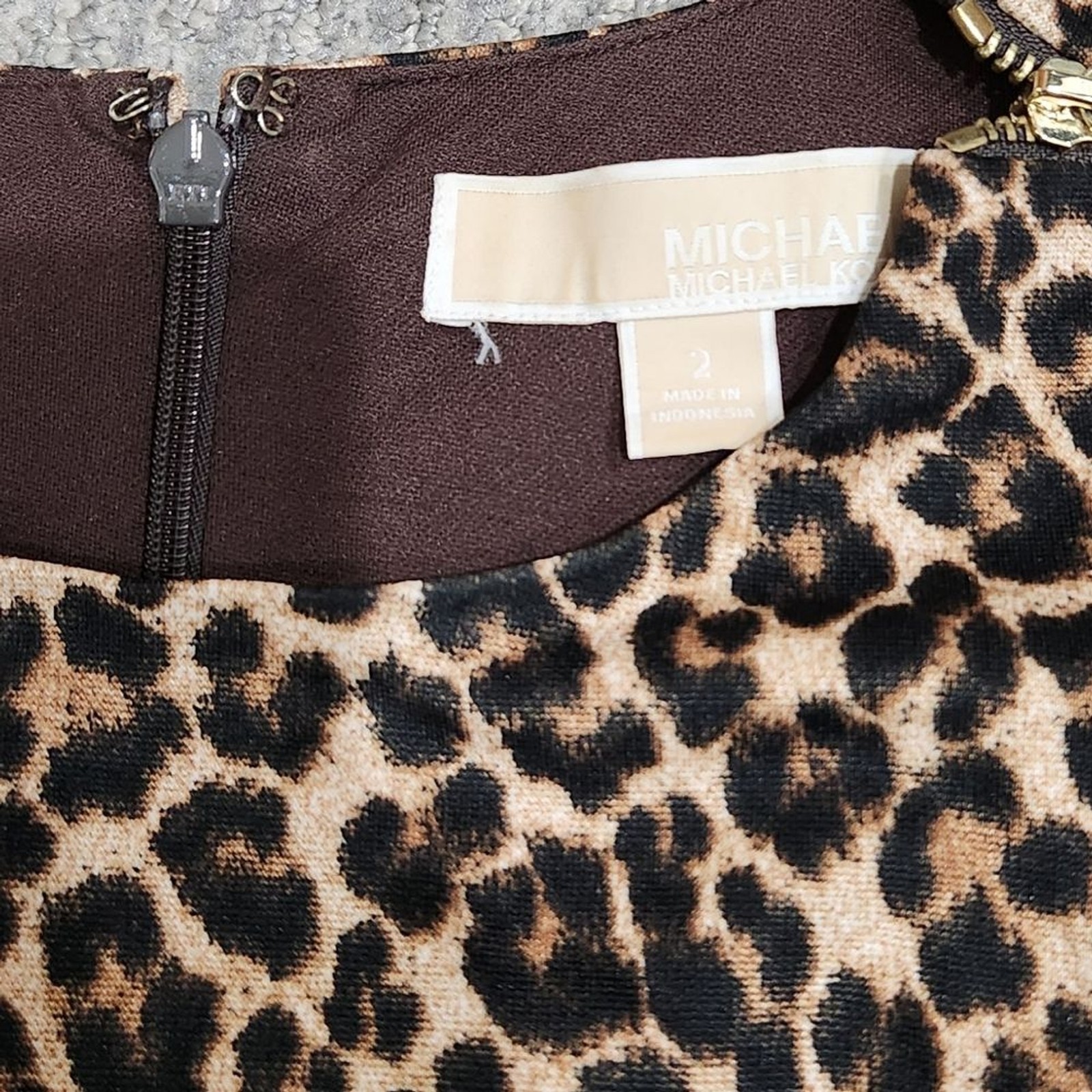 Michael Kors Leopard Print Neutral Sleeveless Knee Length Mini Dress 2