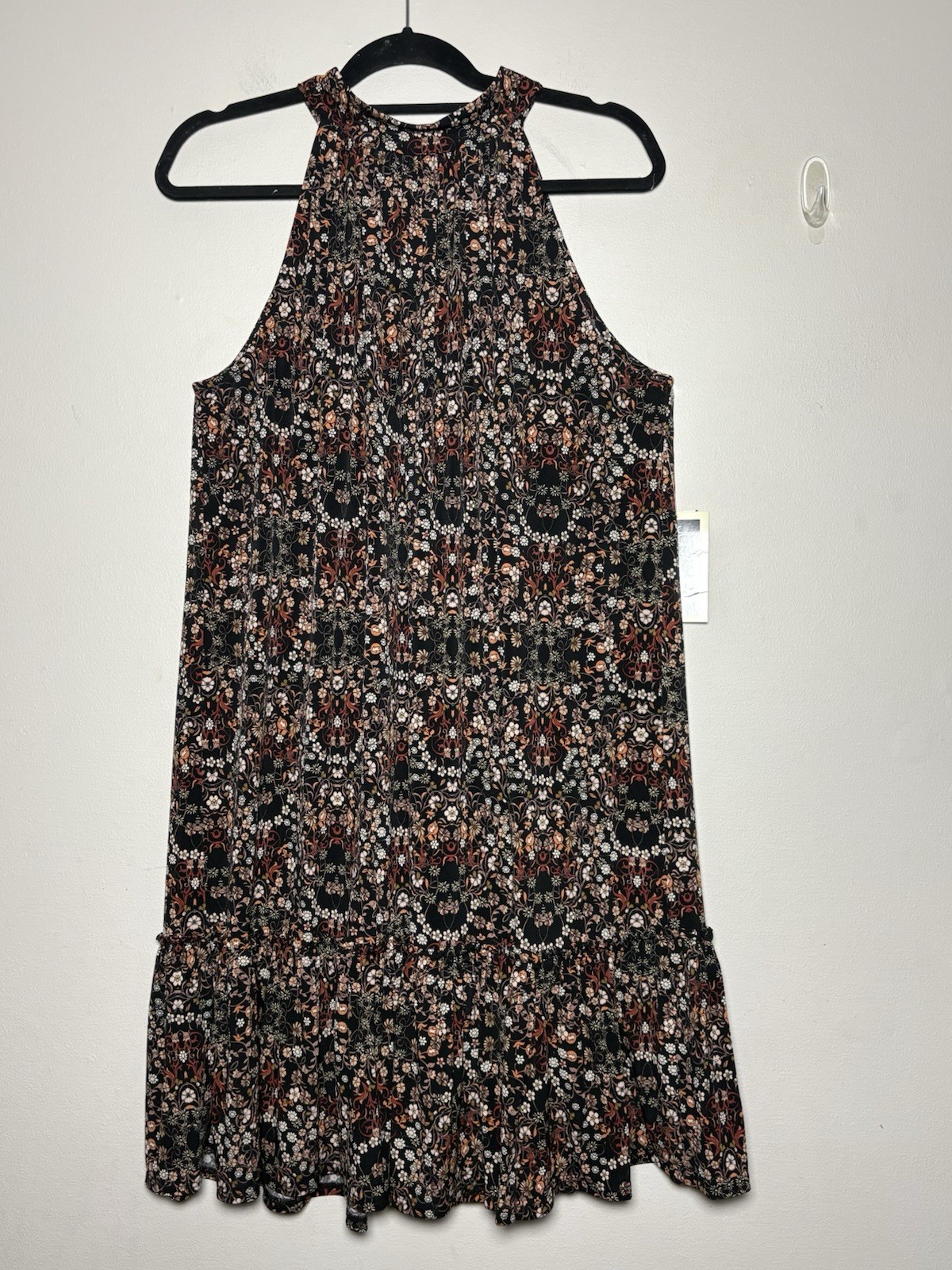 Julian Taylor Black and Rust Floral Halter Dress Size 2X