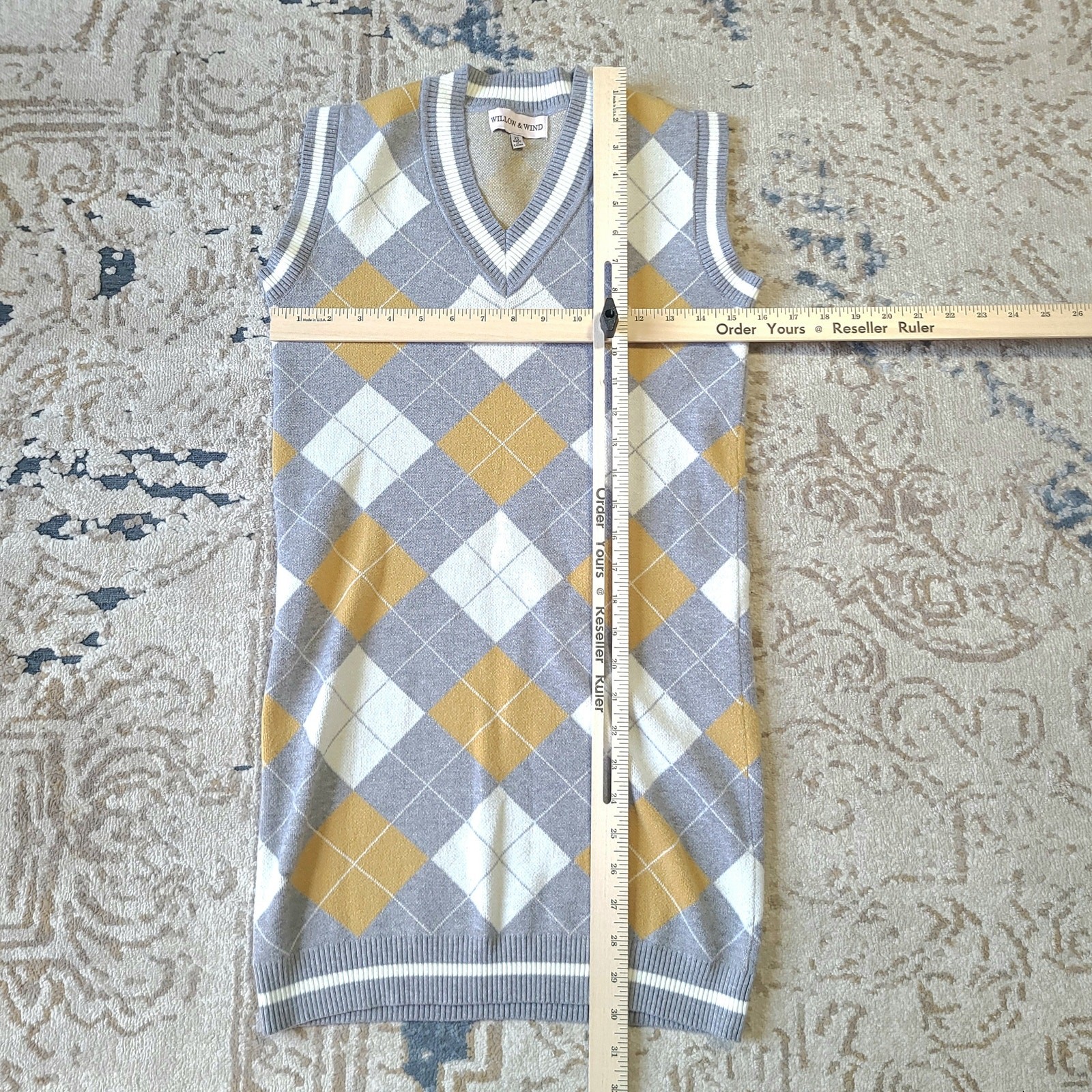 Willow & Wind Argyle Sweater Vest Dress Size XS Rayon Polyester Nylon Blend