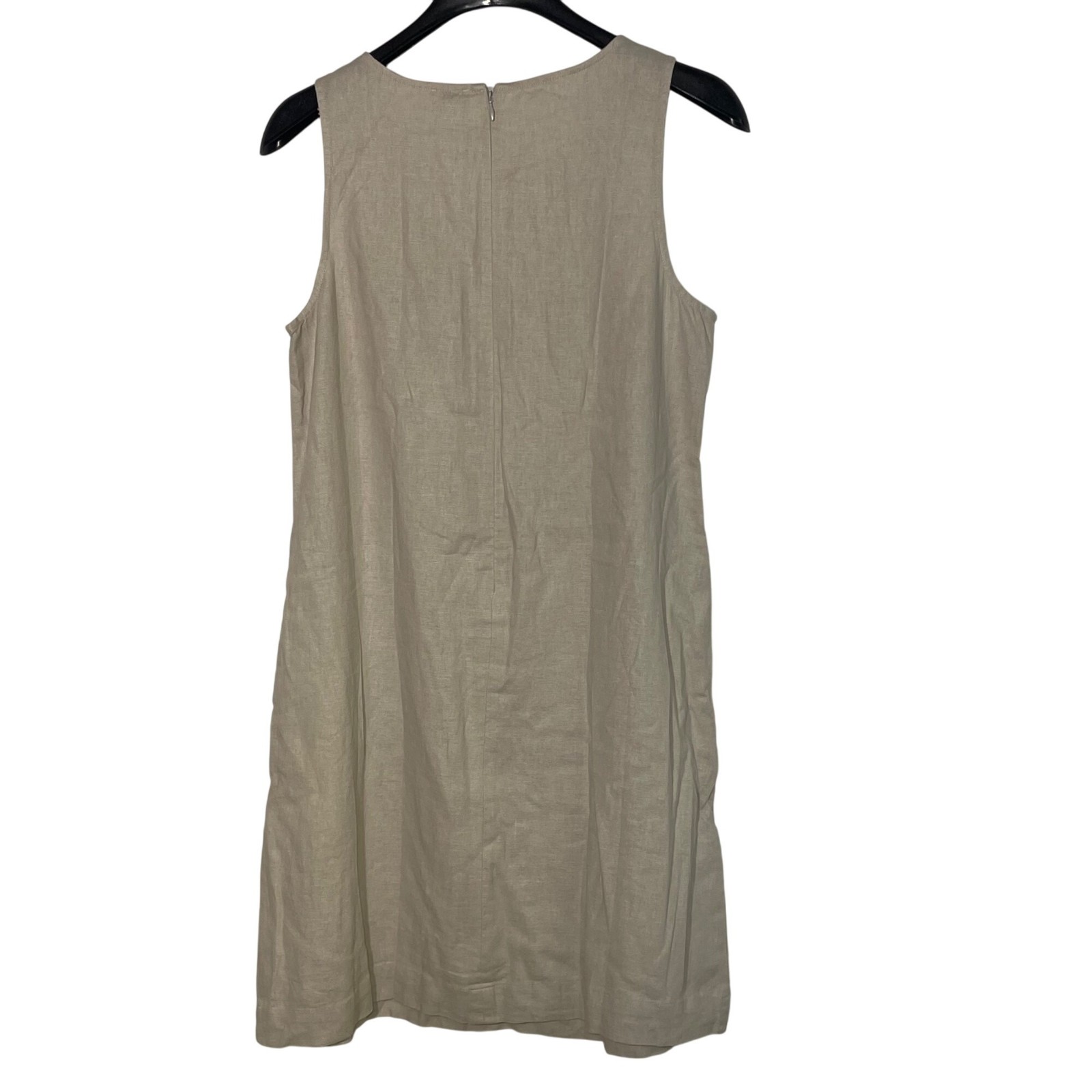 J. Crew Factory Linen-Blend Shift Mini Dress Cream/Tan Sz 6 Minimalist Coastal