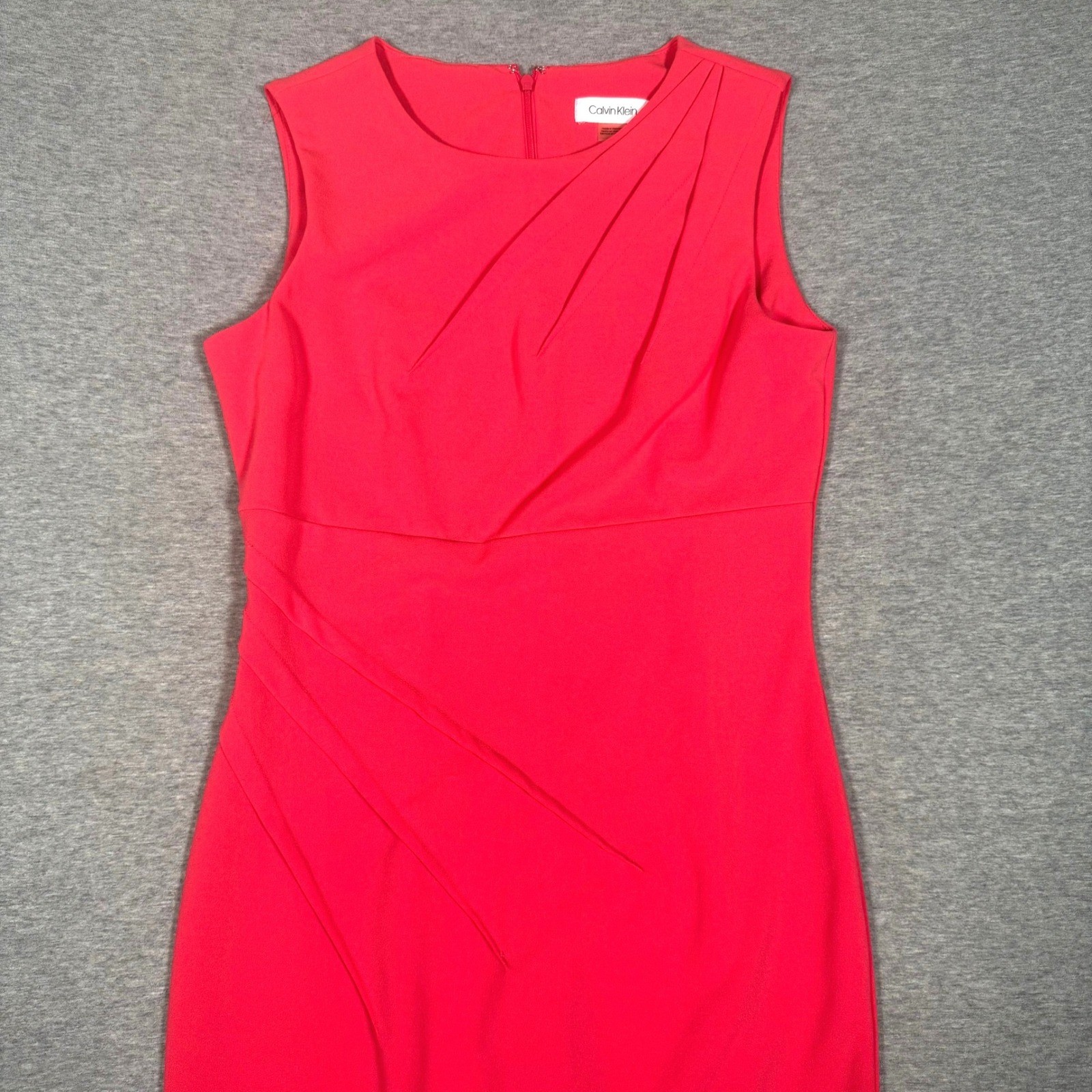 Calvin Klein Womens Pink Pleated Sleeveless Sheath Dress Size 4 Crepe Cocktail