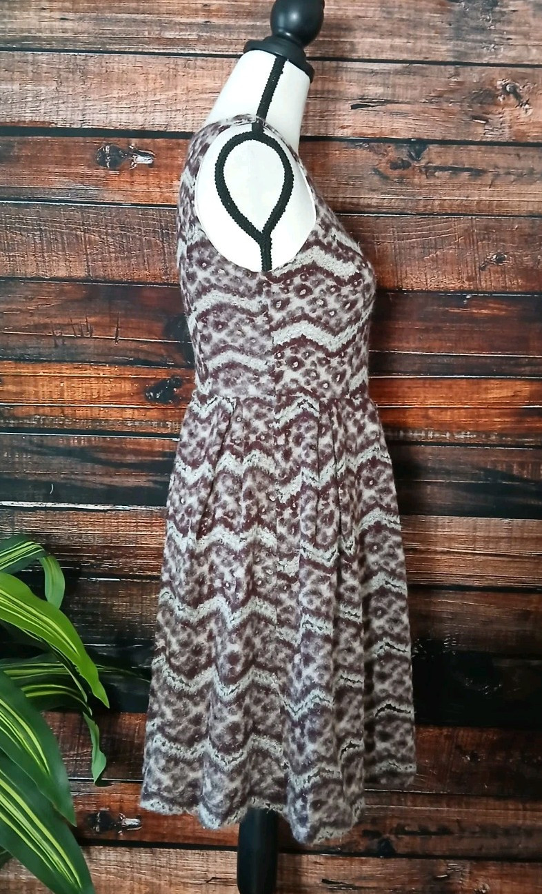 Hem & Thread Dress Size Medium Fit & Flare Lined Soft Fuzzy Leopard Print