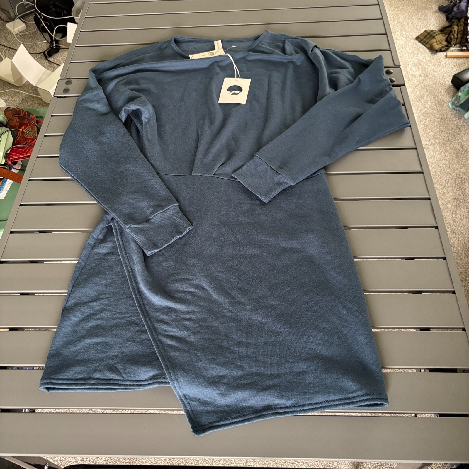 Daily Practice by Anthropologie Sweatshirt Dress Womens Medium Blue Tulip Hem