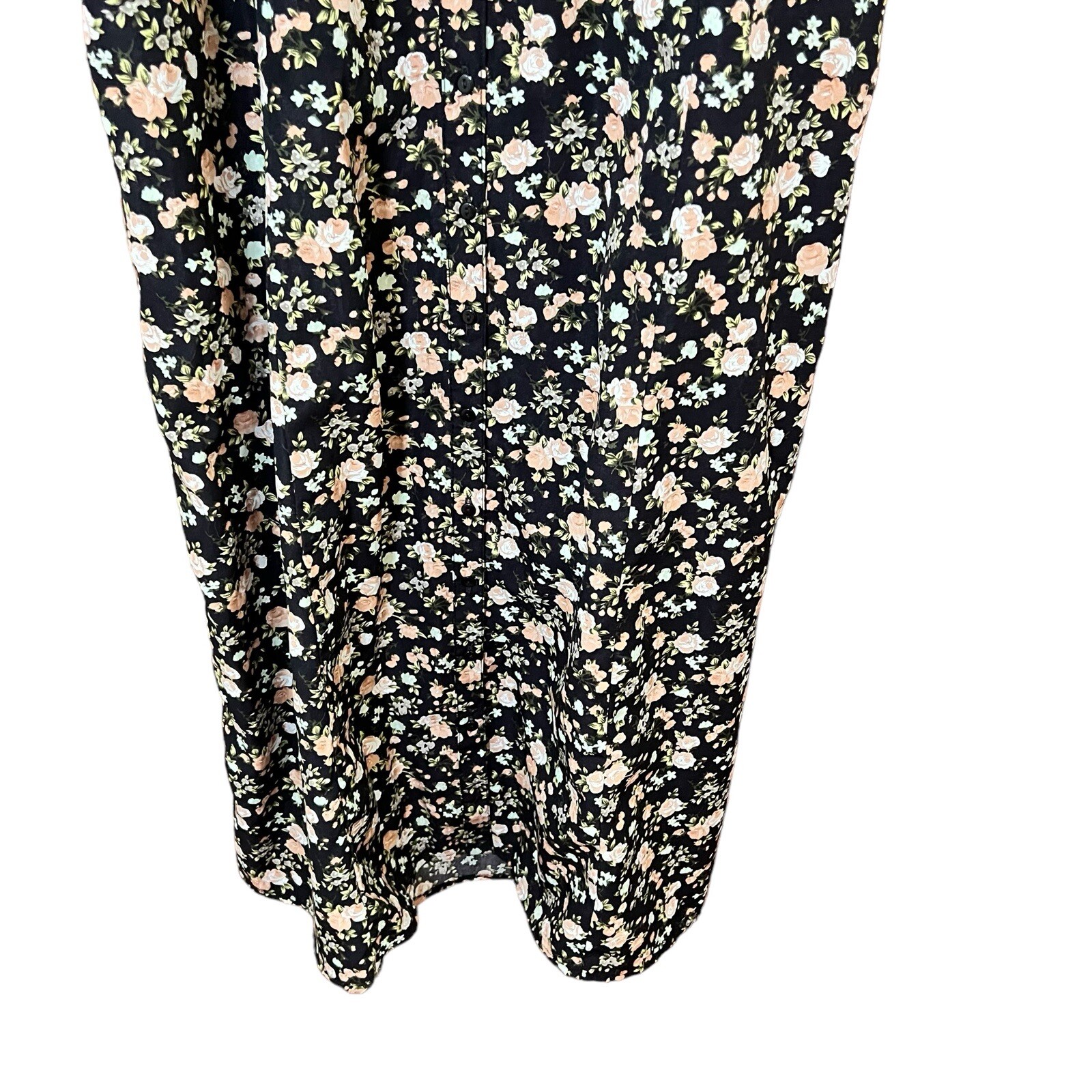 Pins and Needles UO Caged Cut Out Waist Maxi Dress Button Front Floral Sz 4 READ