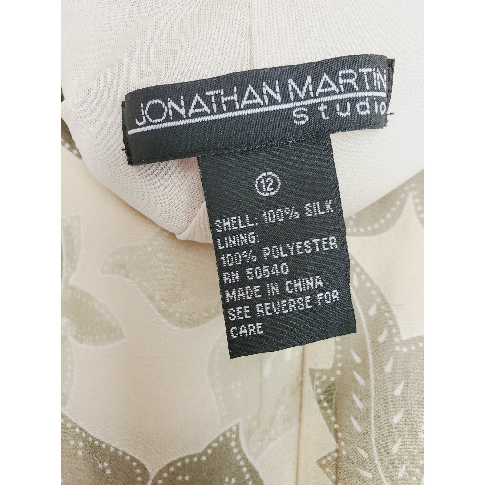Jonathan Martin Silk Fairycore Babydoll Midi Dress Beige Green Floral Whimsy 12