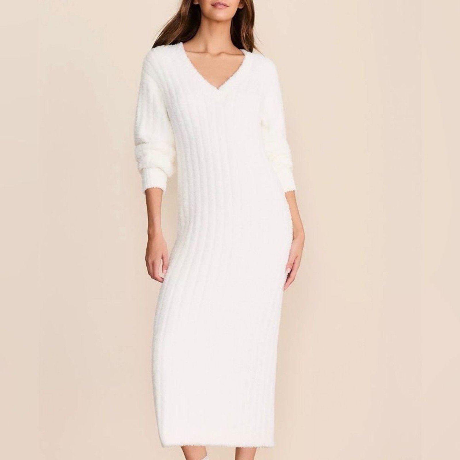 NEW Lou & Grey Teddy V-Neck Maxi Dress cream size small
