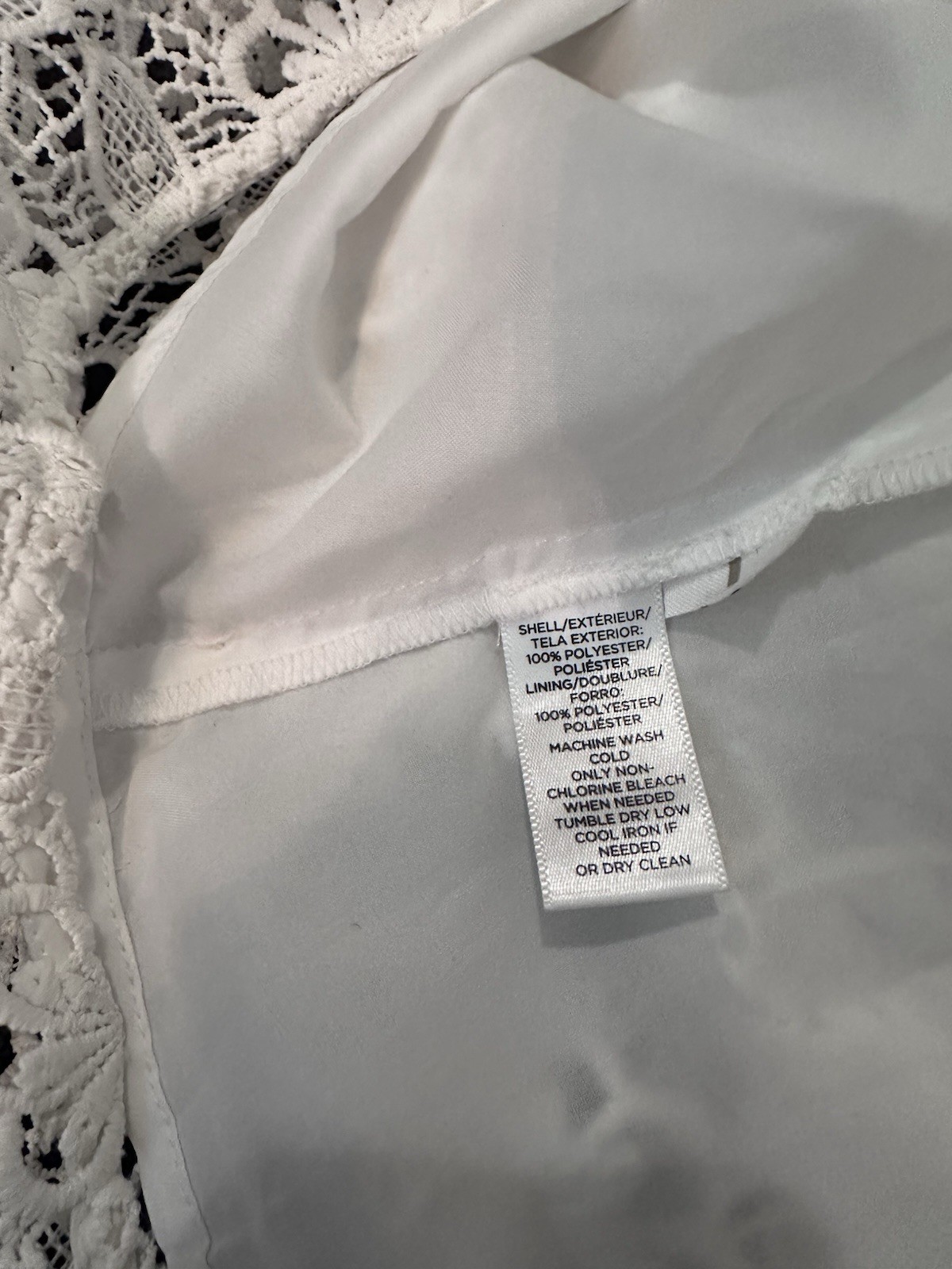 White Floral Lace Round Neck Short Sleeve A-Line Knee Length Dress Size 4