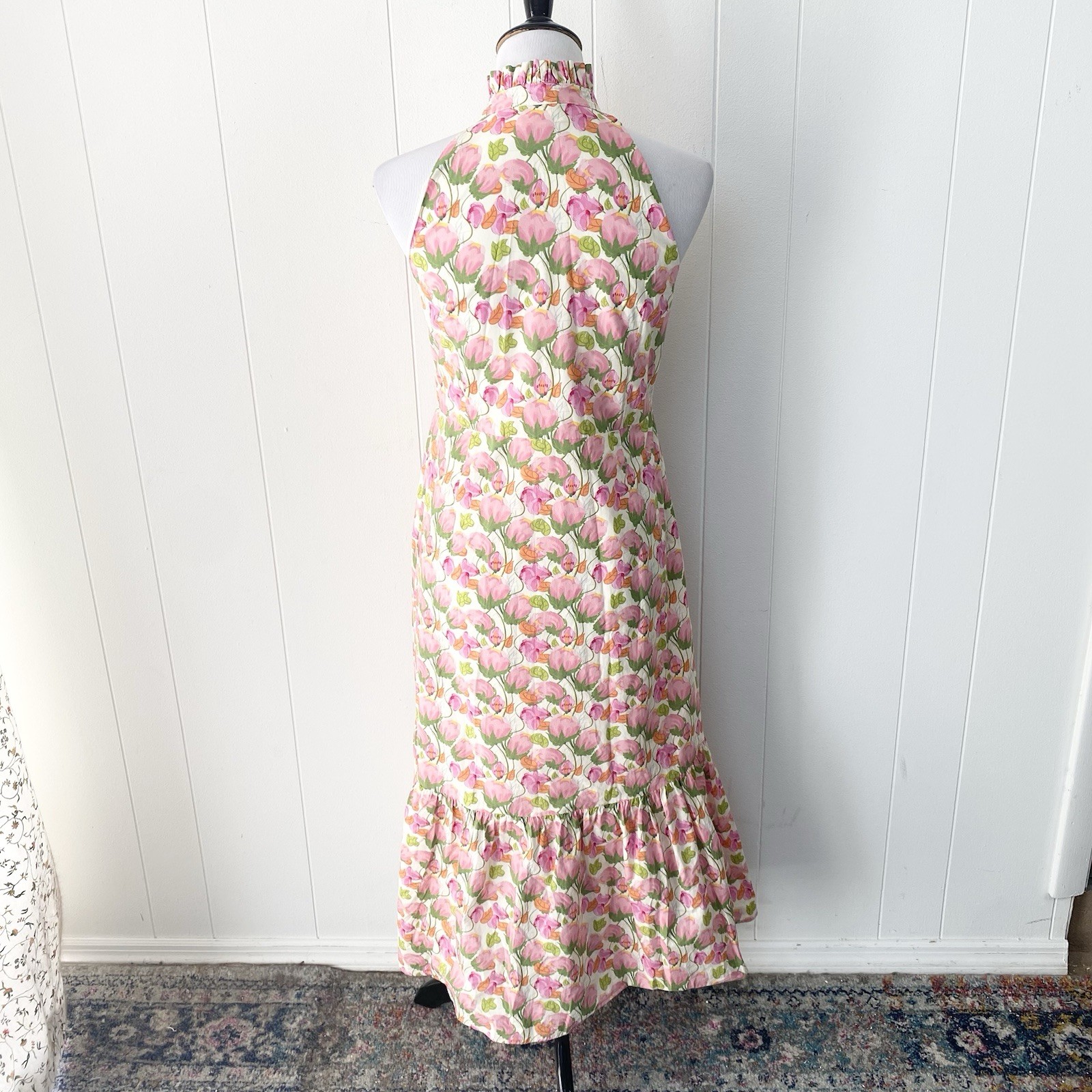 Hyacinth House Tukernuck Pink Tulip Floral Tess Maxi Dress Size XXS High Neck