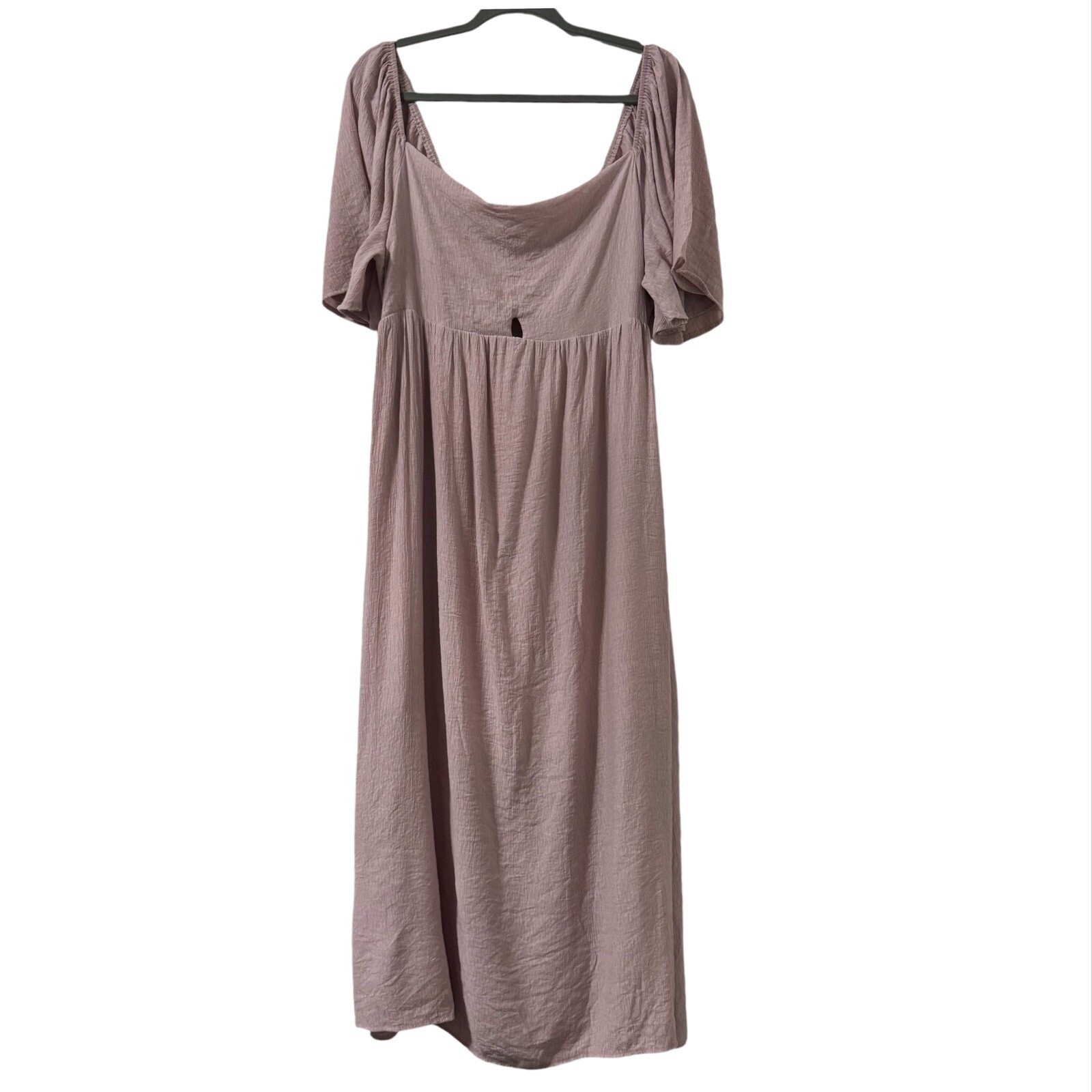 Ott Womens Blush Pink Midi Dress XL Square Neck Smocked Cottagecore Coquette