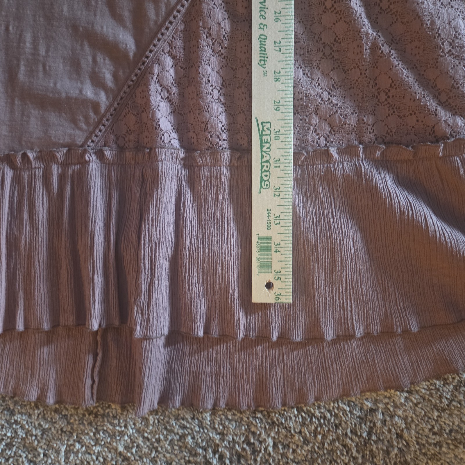 Small Cocoa Brown Sleevelss Dress Cotton Gauze Lace Ruffle LOGO Lori Goldstein