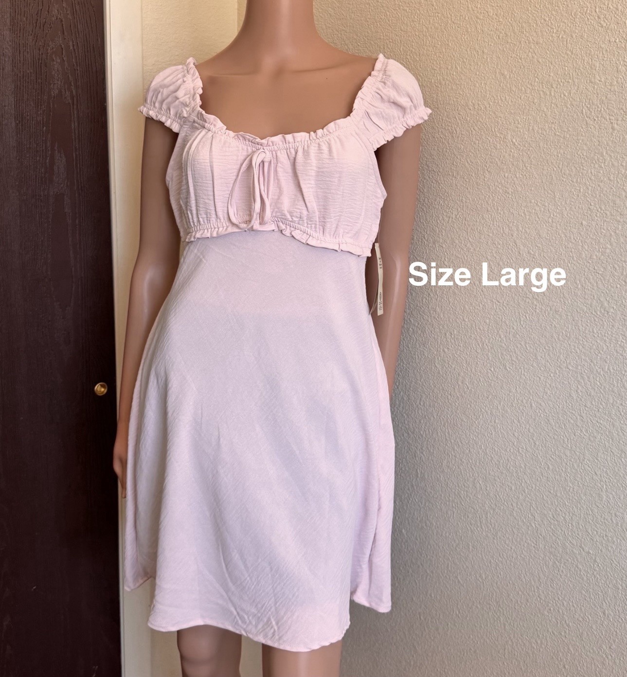 No Boundaries Fit and Flare Mini Dress with Short Sleeves, Size Large