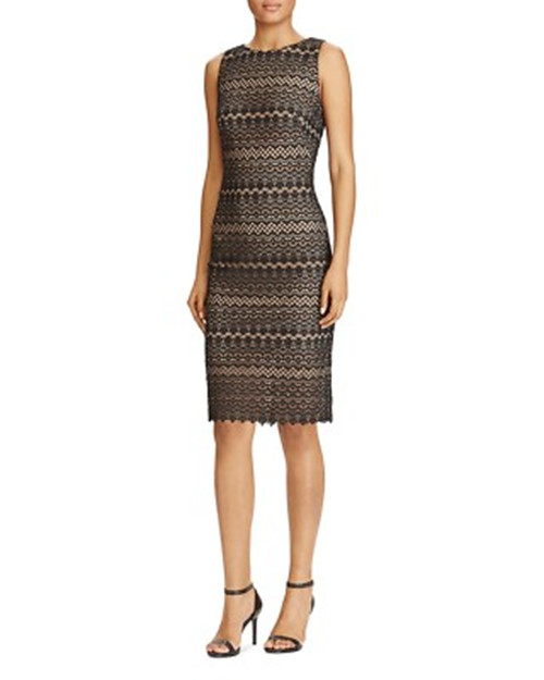 LAUREN Ralph Lauren Tribal Geometric Lace Sleeveless Sheath Cocktail Dress, 0