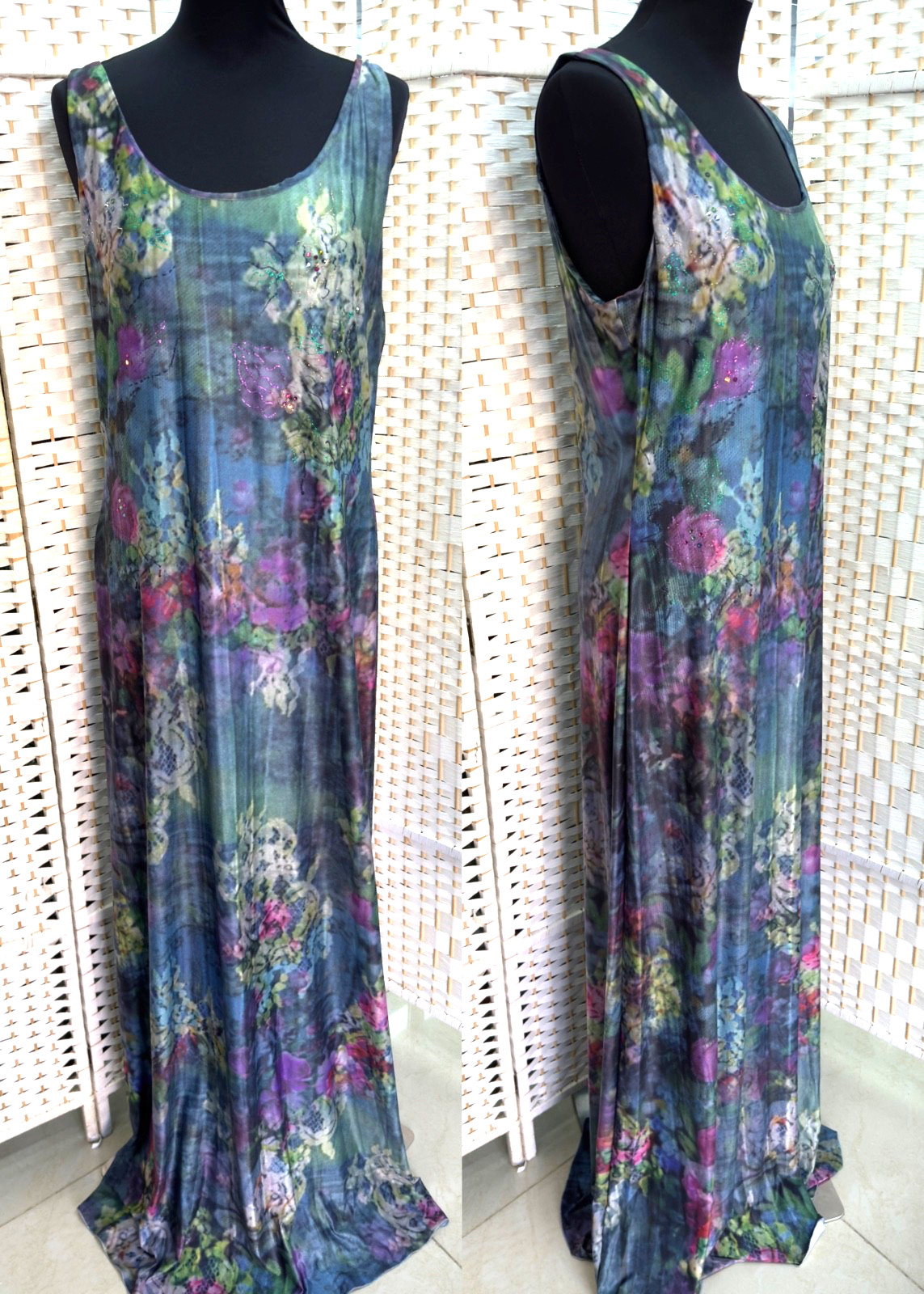 Michal Negrin Elegant Full length Floral dress Size XL NWT
