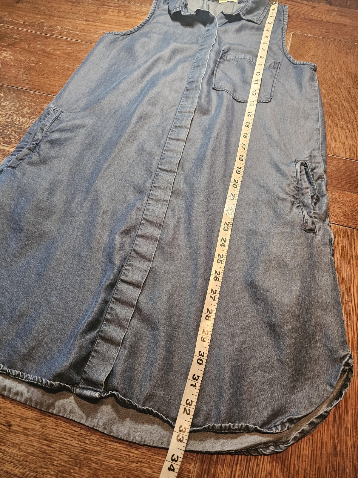 Thread & Supply Small Sleeveless Denim Above The Knee Button Down Shirtdress