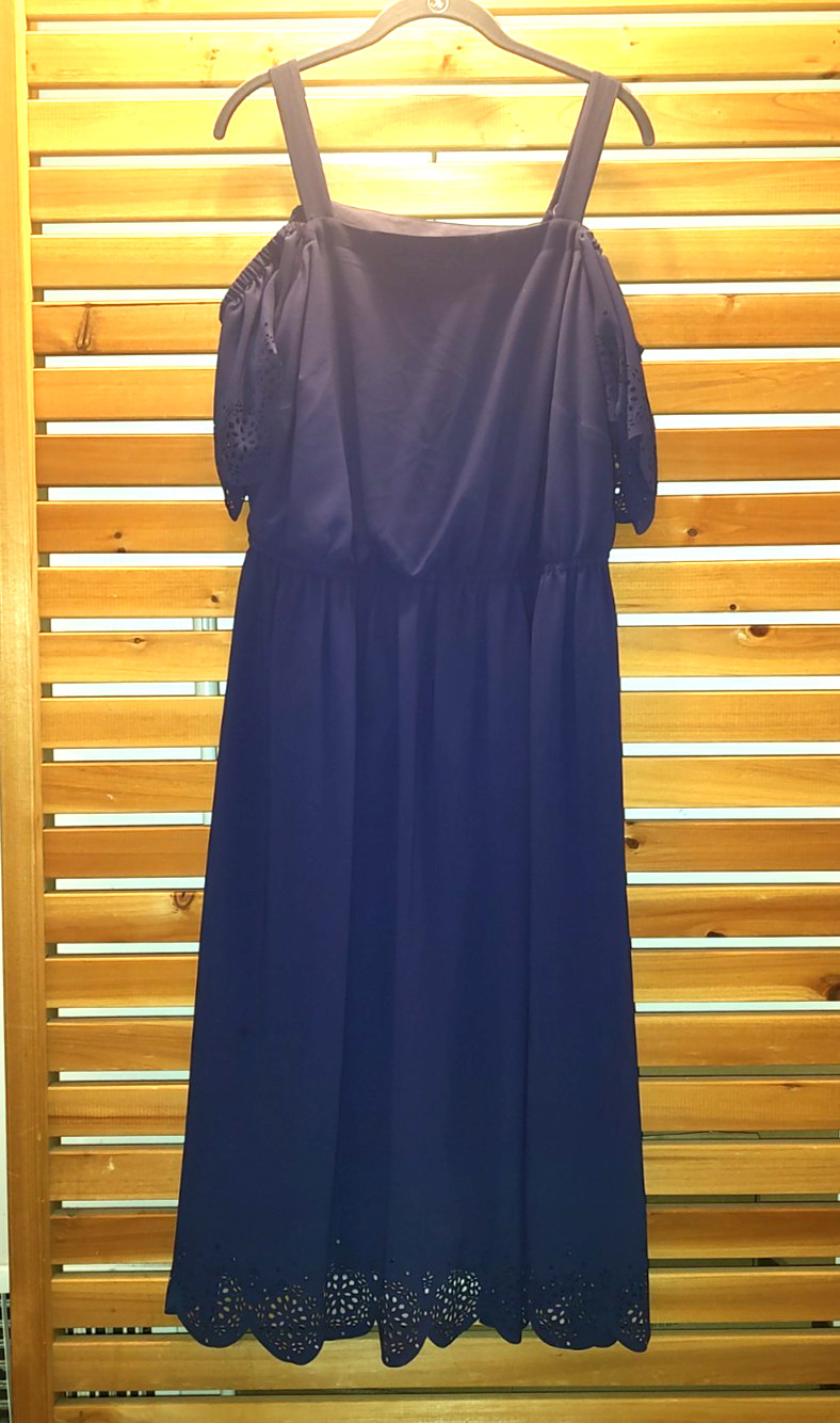 Blue Chiffon Eyelet Strappy Off Shoulder LANE BRYANT 14/16 DRESS Event Party