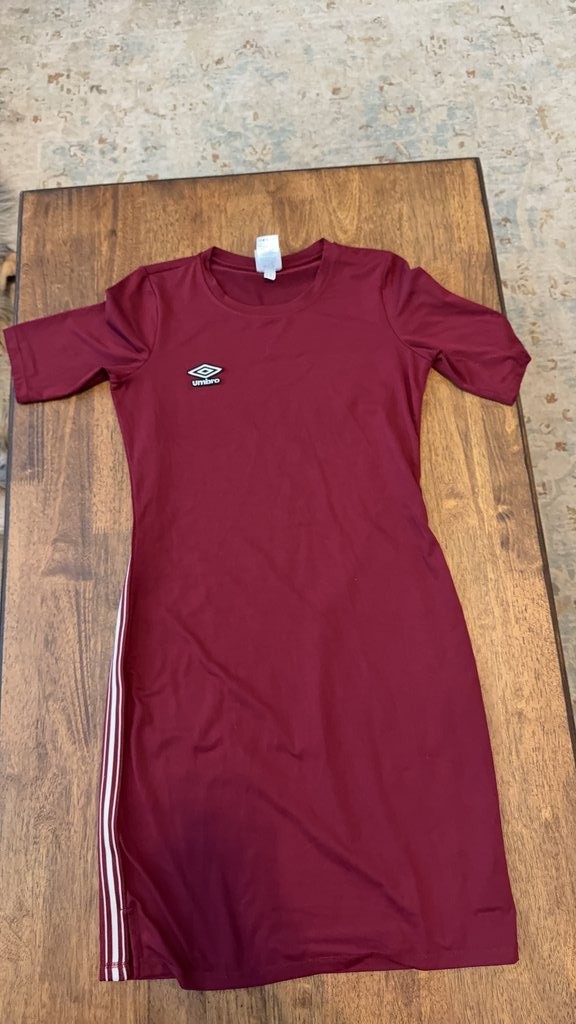 Umbro Maroon Athletic Dress with Side Stripes
