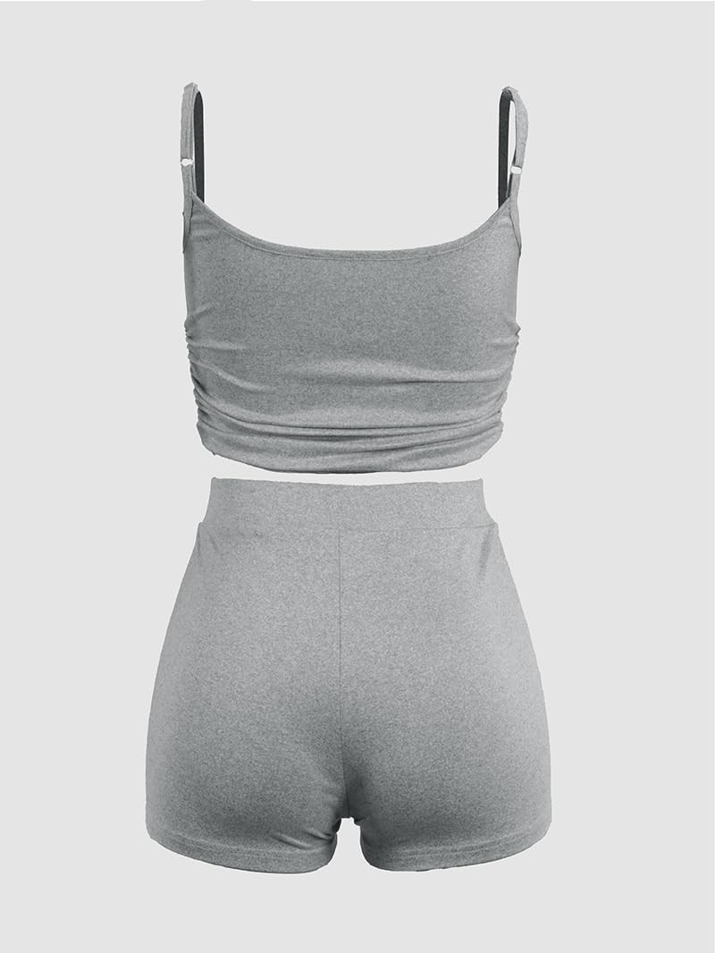 Piece Outfits for Sexy Summer Biker Shorts Sets Casual Strap Tank Bodycon Act…