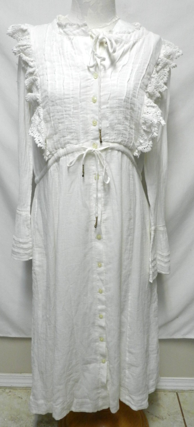Free People NEW NWT Size Sz Small Sm S Long Cotton Lace trim maxi dress Pockets