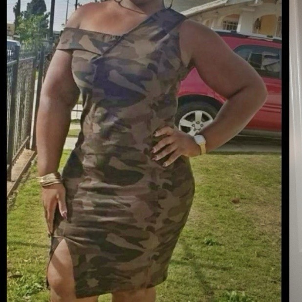 New York & Company One-Shoulder Olive Camo Bodycon Dress Sz Medium