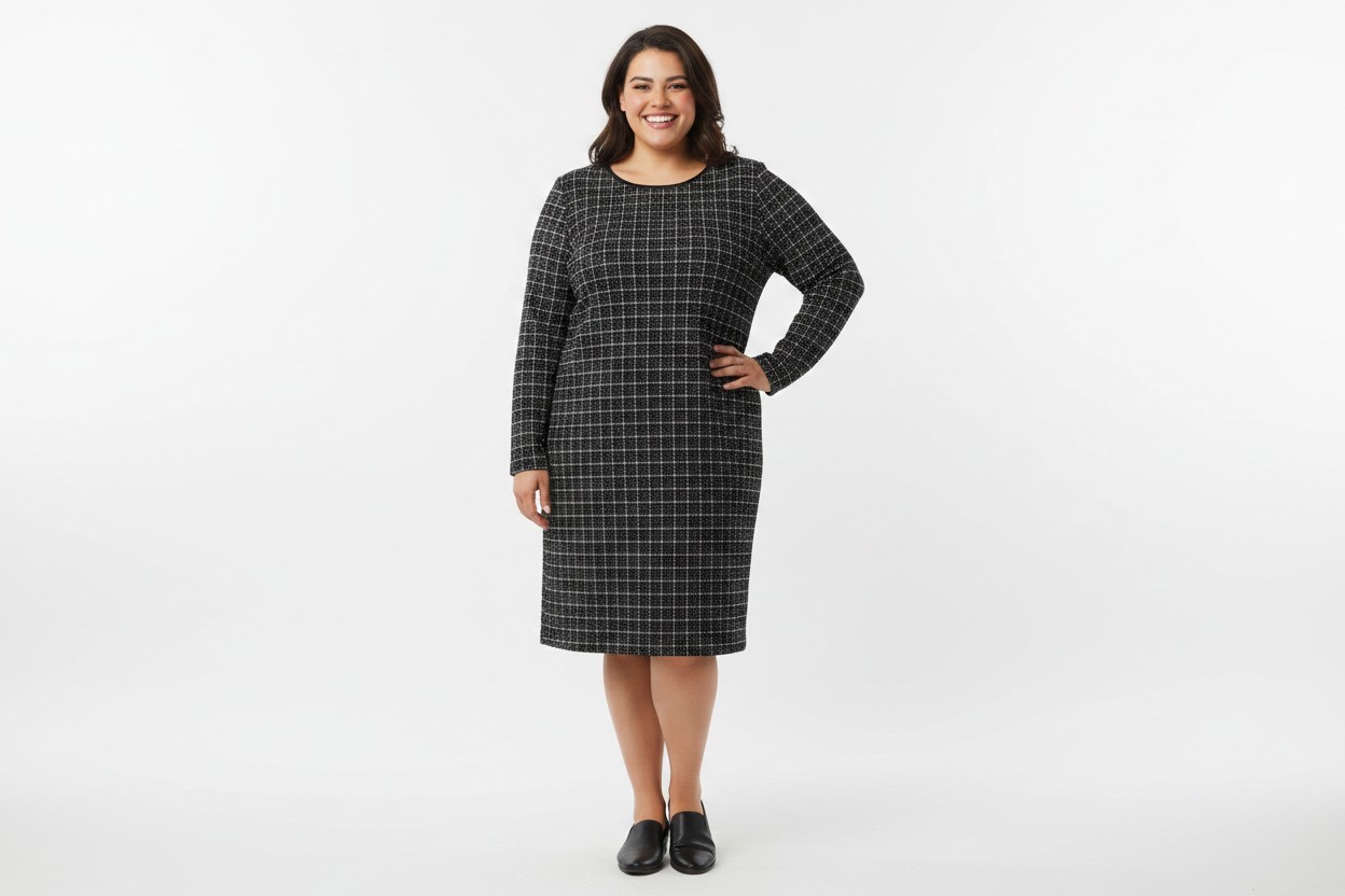 Lane Bryant 26/28 Sweater Dress Black/White Knit NWOT long sleeve pullover