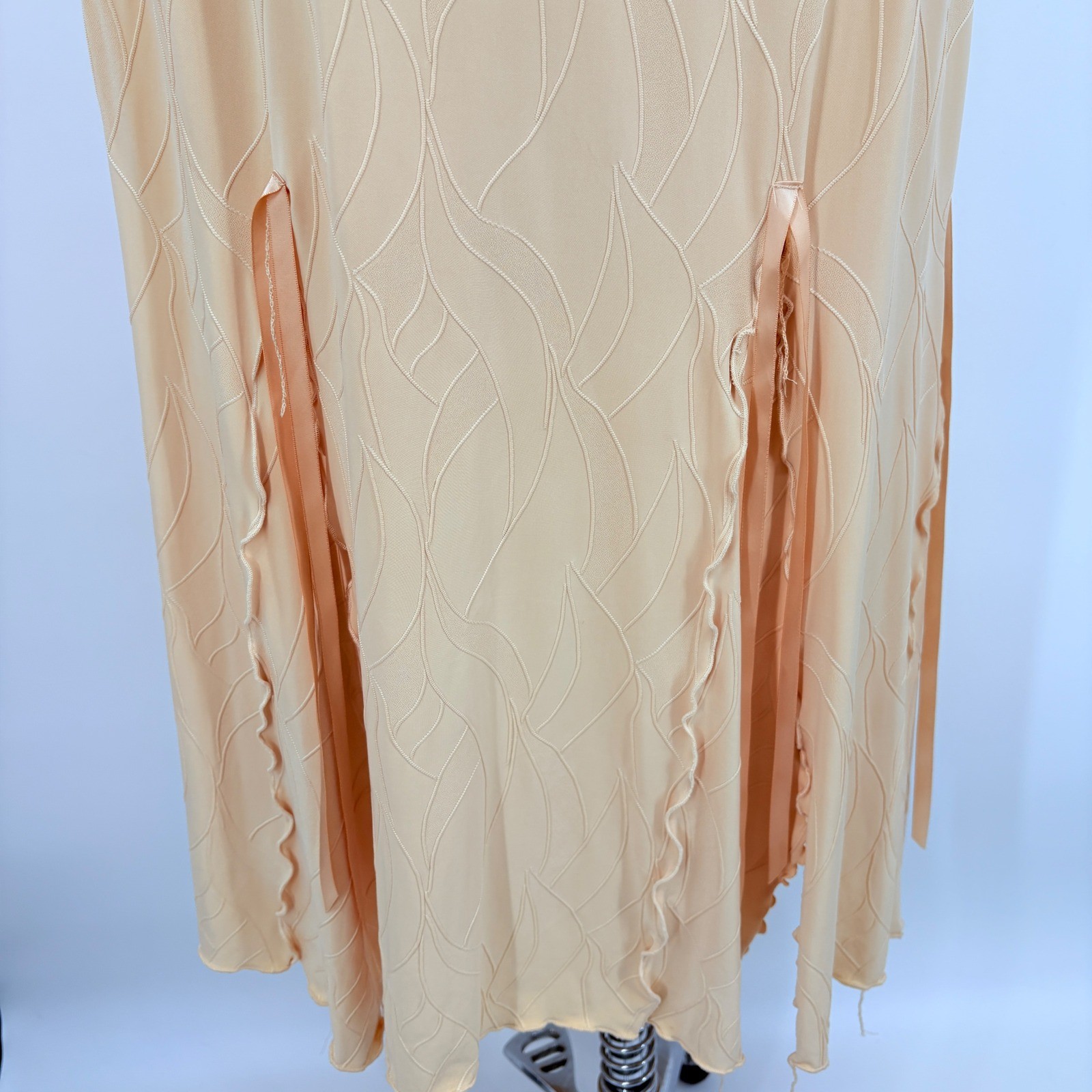 Vintage Linda Lundstrom 2-Piece Stretch Maxi Dress/Jacket Set Textured Beige 16