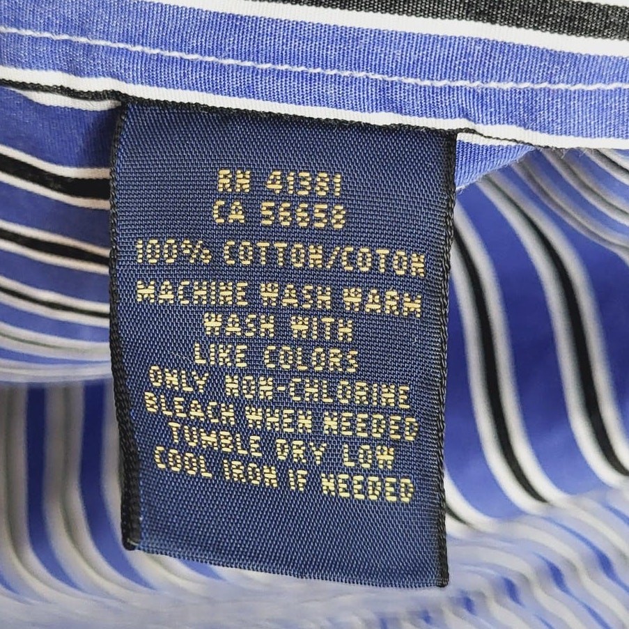 Polo Ralph Lauren Striped Bib Stand Up Collar Shirt 100% Cotton Tunic/Dress Sz 8