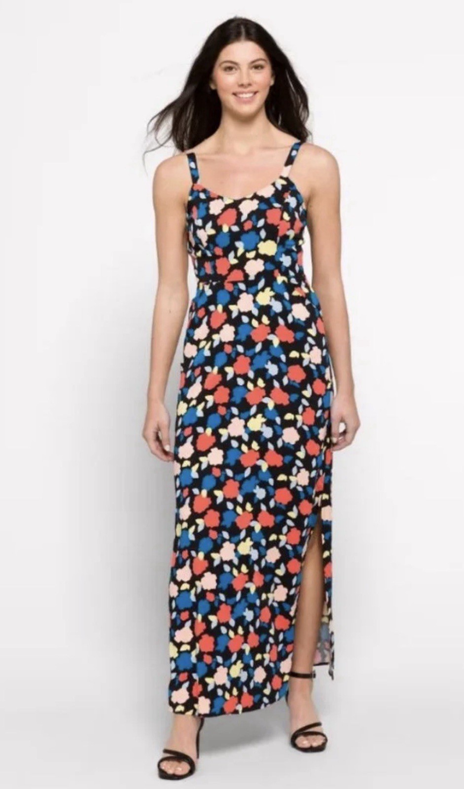 41 Hawthorn Beatriz Maxi Dress Side Slit Colorful Smocked Pockets Size Large