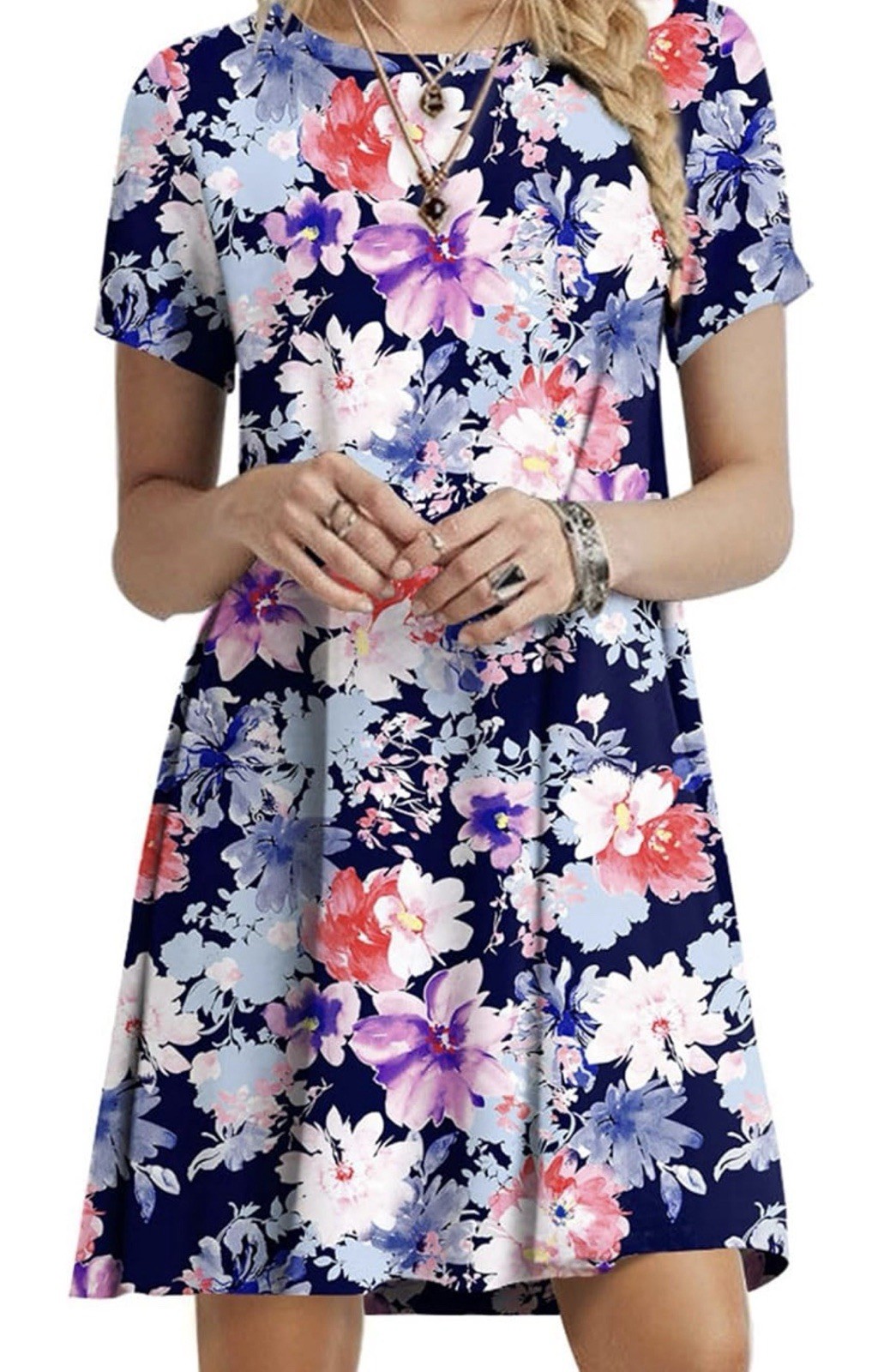 Women’s T Shirt Summer Short Sleeve Casual Swing Dress