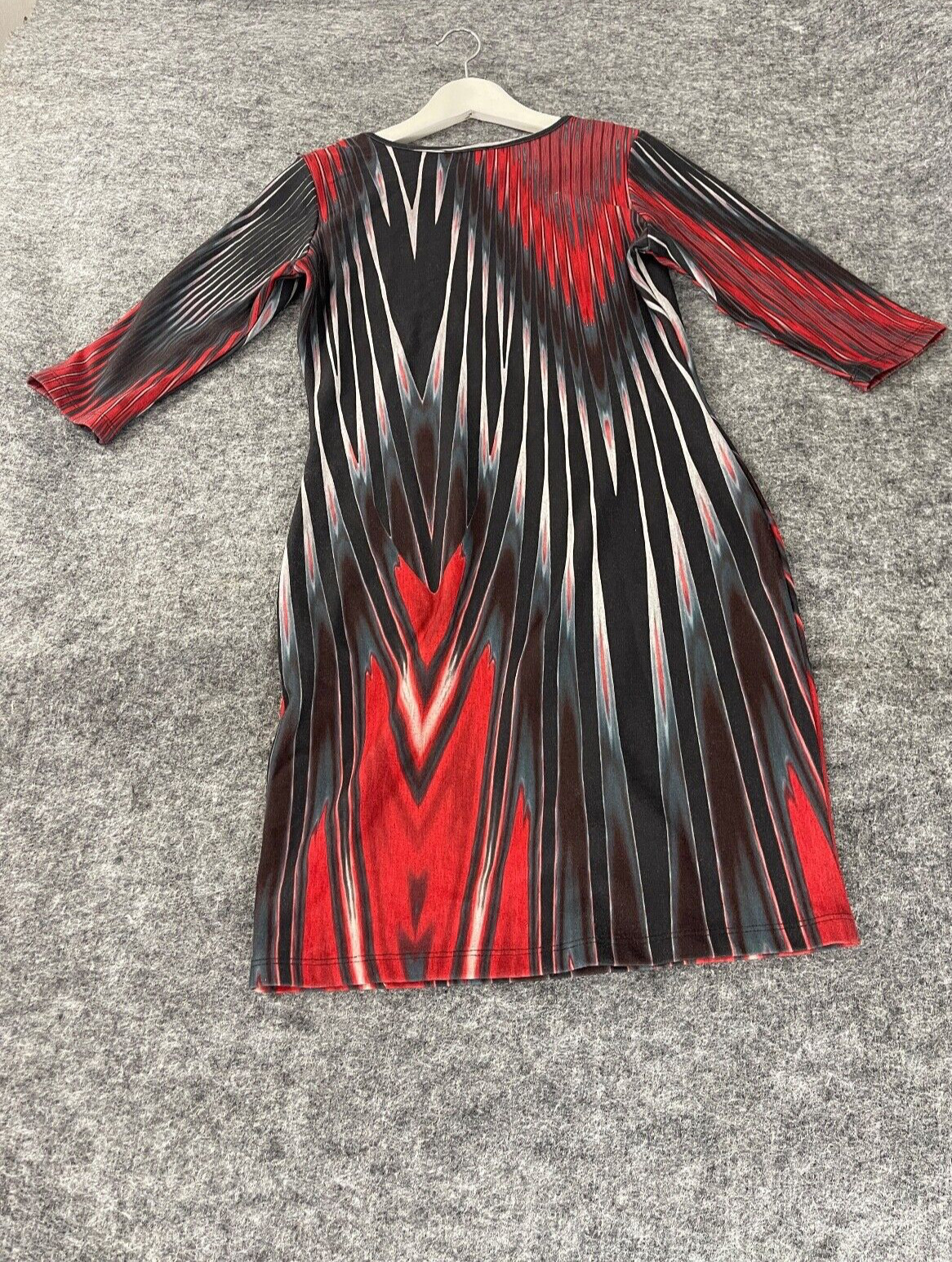 Red Apple Sheath Dress Womens Large Tie Dye Striped 1/2 Sleeve Black Red N329